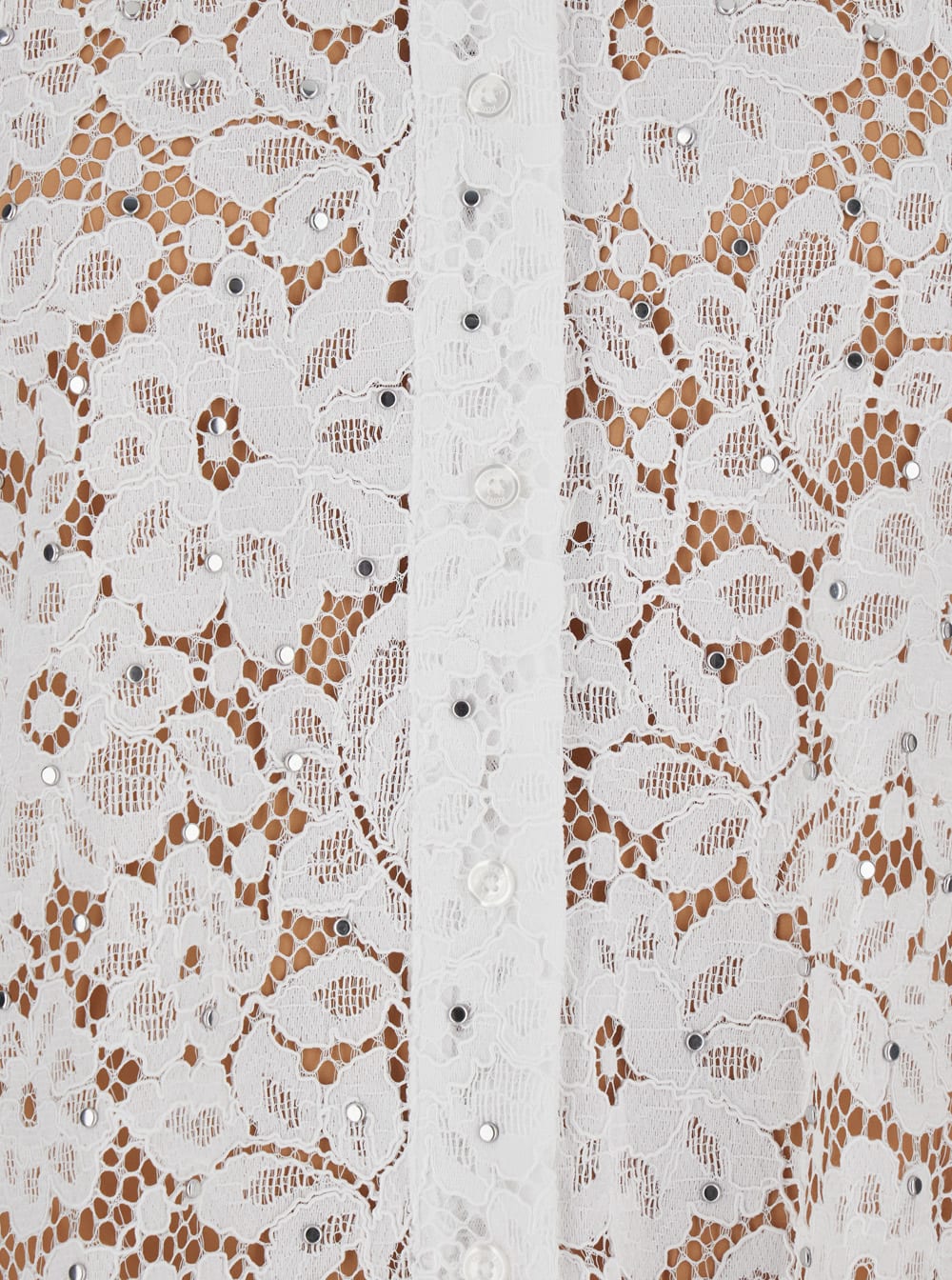 Michael Kors White Beaded Shirt With All-over Floral Embroidery In Tech Fabric Woman