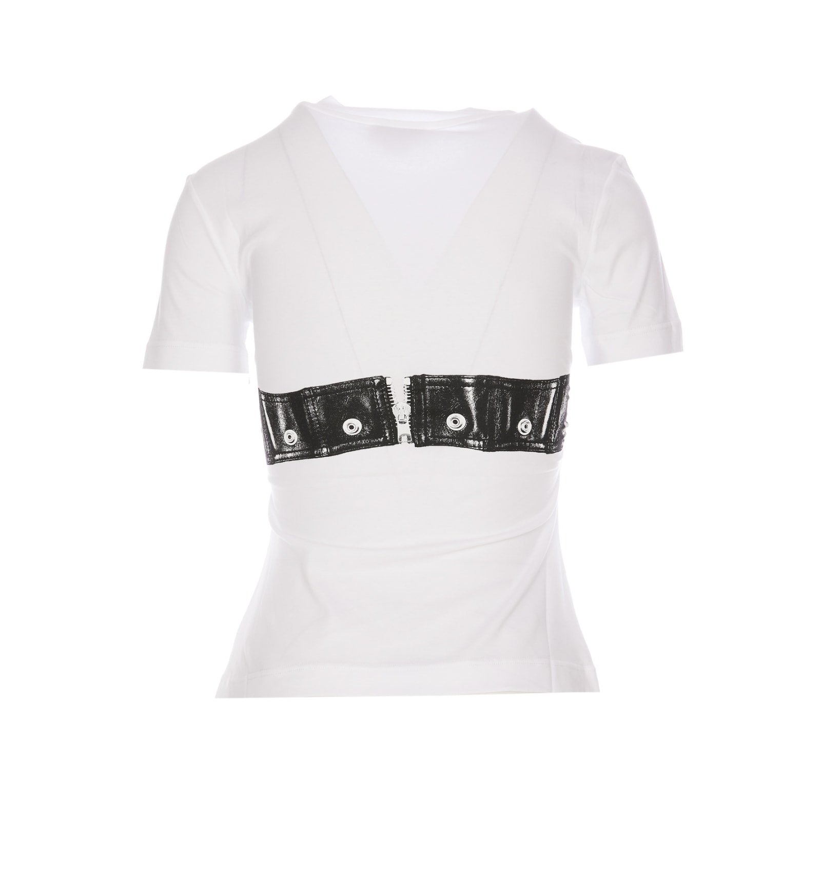 Shop Alexander Mcqueen Biker Bra T-shirt In Bianco