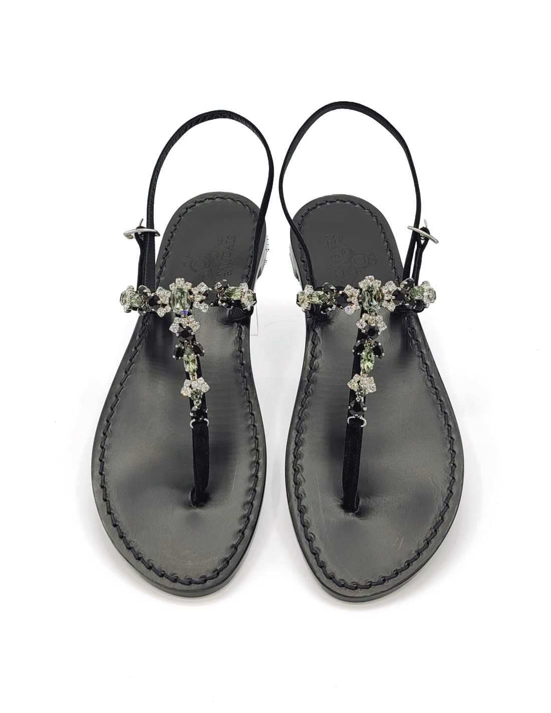 Dea Sandals Napoli Black Gray Jewel Sandals In Black, Gray, Crystal