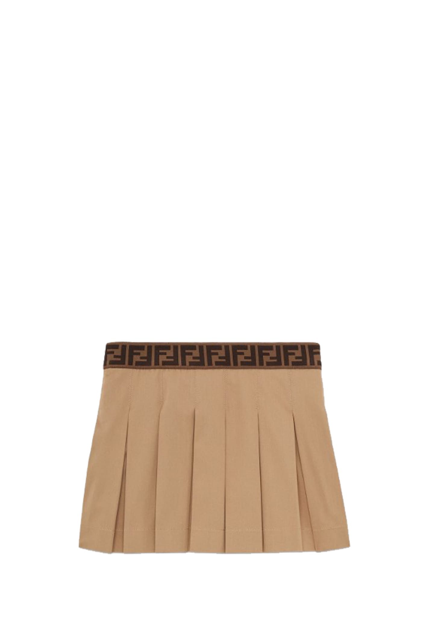 Shop Fendi Junior Mini Skirt In Beige Gambardina
