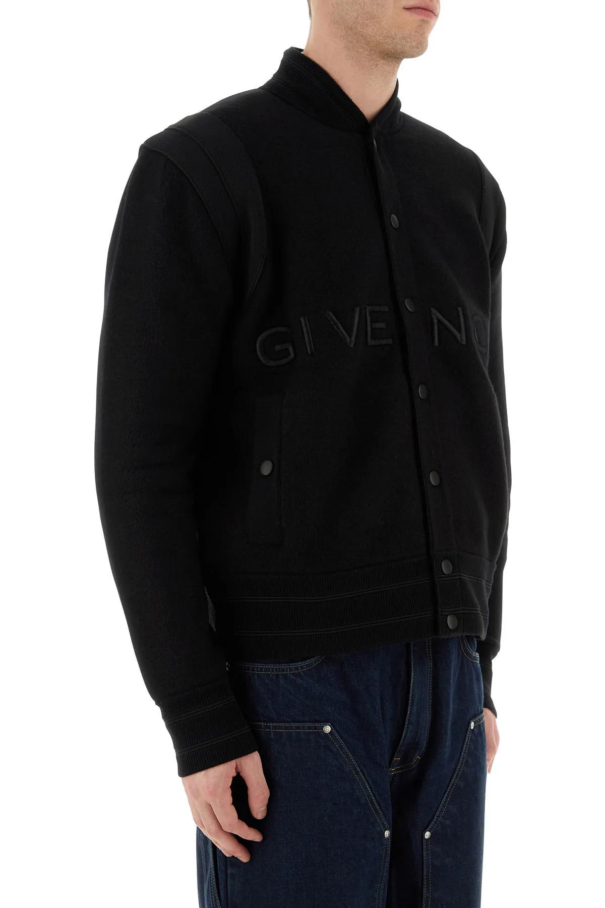 Shop Givenchy Black Wool Bomber Jacket
