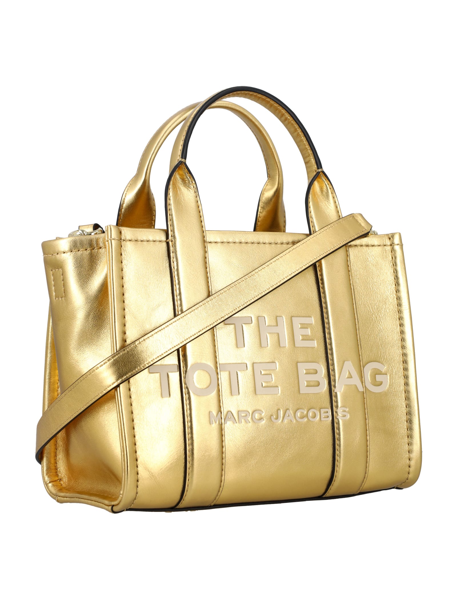 Shop Marc Jacobs The Small Tote Bag Metallic In Gold