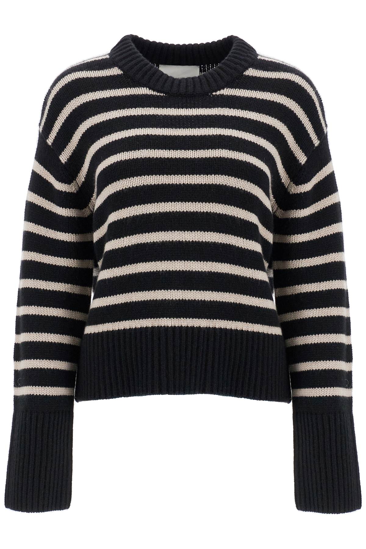 Shop Lisa Yang Striped Cashmere Sony Pullover Sweater In Black/sand Stripes (black)