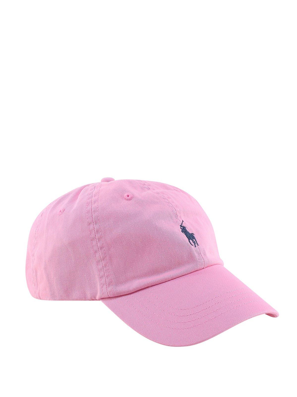 Shop Polo Ralph Lauren Logo Embroidered Curved Peak Baseball Cap In Rosa