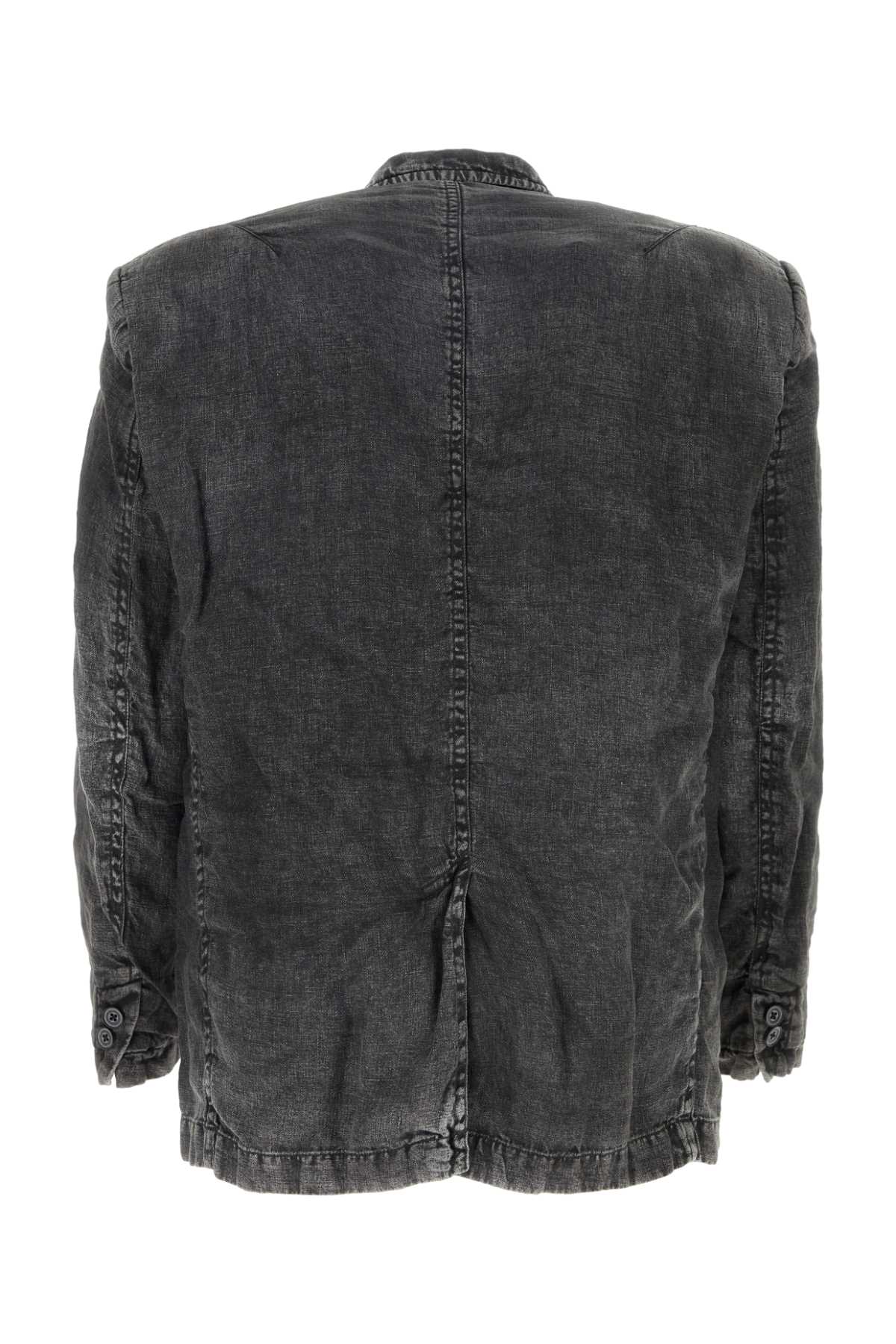 Shop Miharayasuhiro Charcoal Linen Blazer In Black