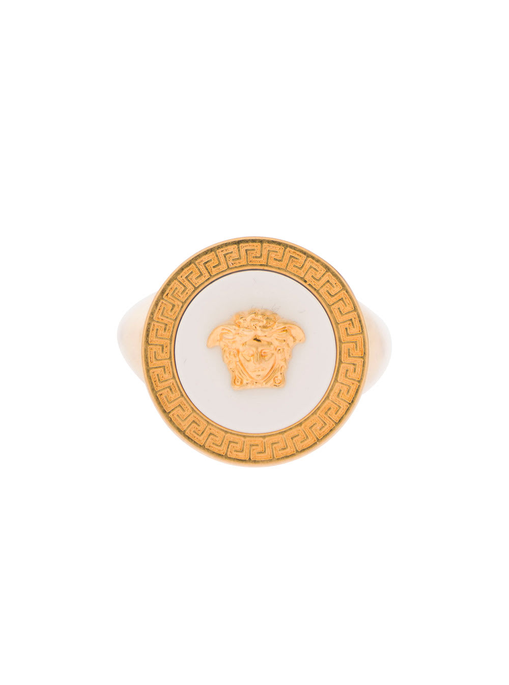 Shop Versace Gold-colored Ring With Medusa Detail And Greca Motif In Metal Man In Metallic