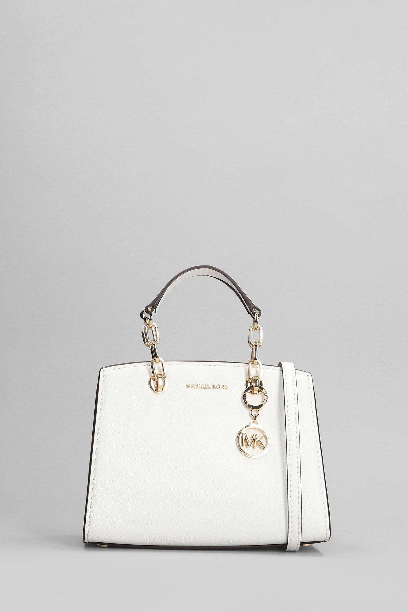 Shop Michael Kors Cynthia Shoulder Bag In White Leather
