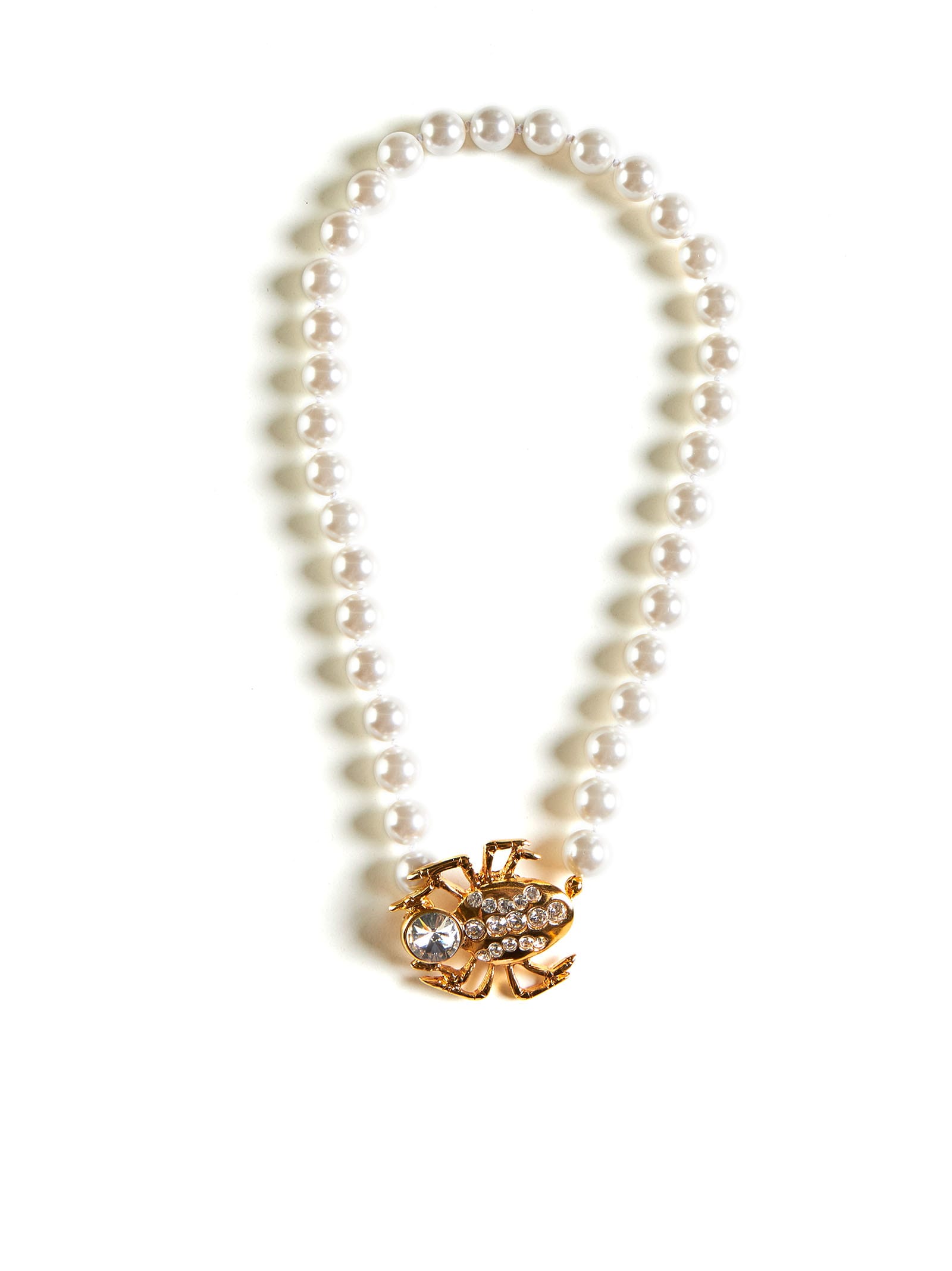Shop Alessandra Rich Necklace In Pearl Gold
