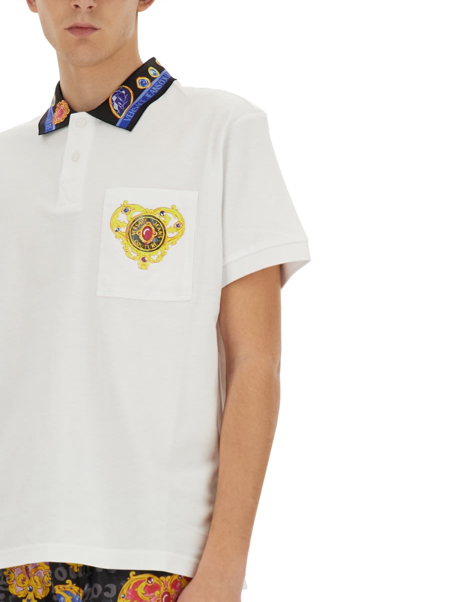 Shop Versace Jeans Couture Polo Heart In White