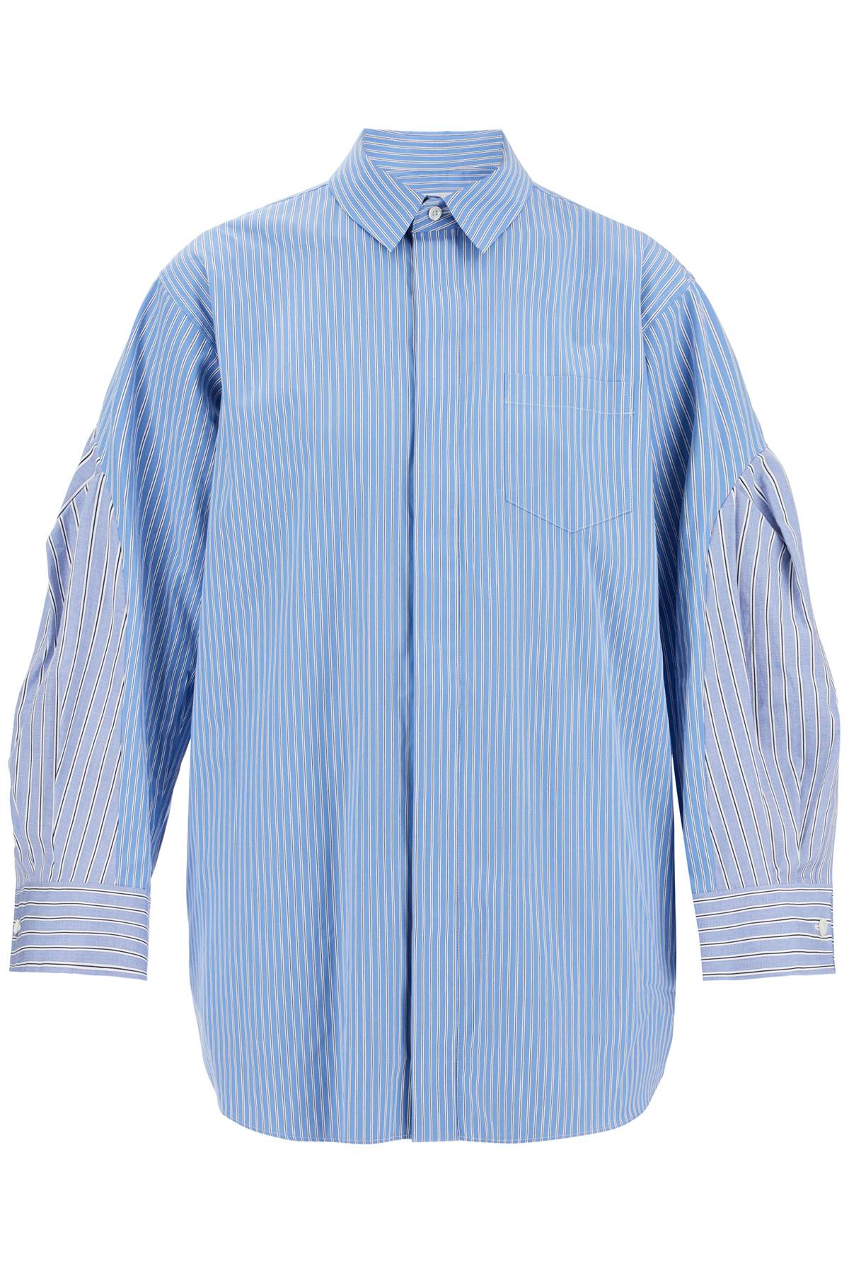 Shop Sacai Mini Poplin Blouse In Chem In L/blue Stripe (blue)