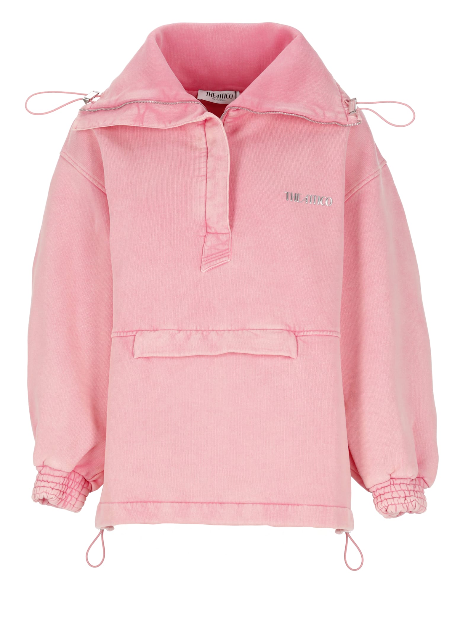 Attico Oversized Cotton Hooded Anorak In Pink