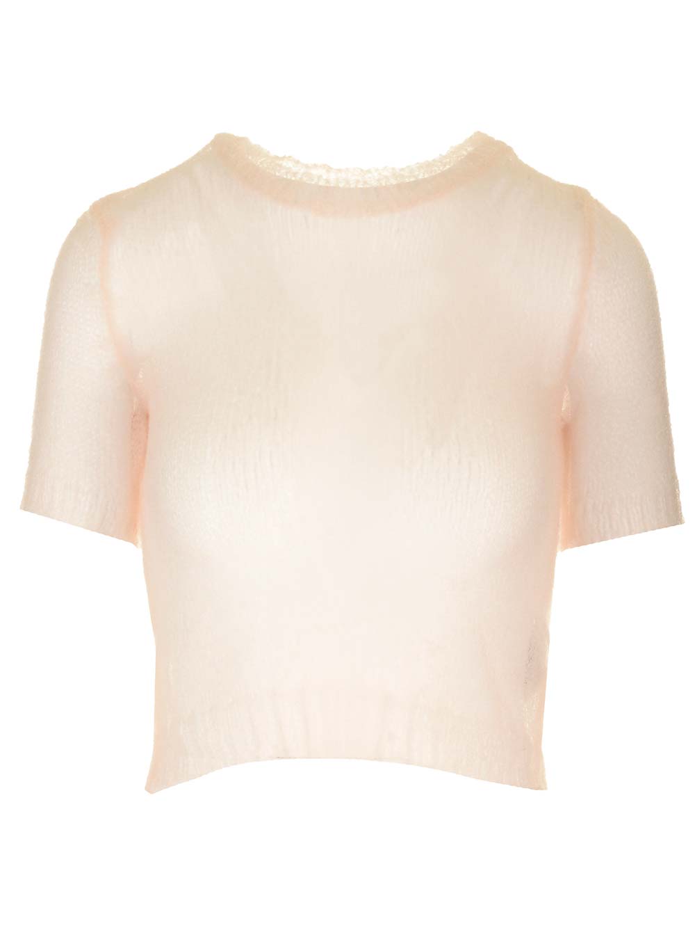 Maison Margiela Cropped Short-sleeved Sweater In Rose