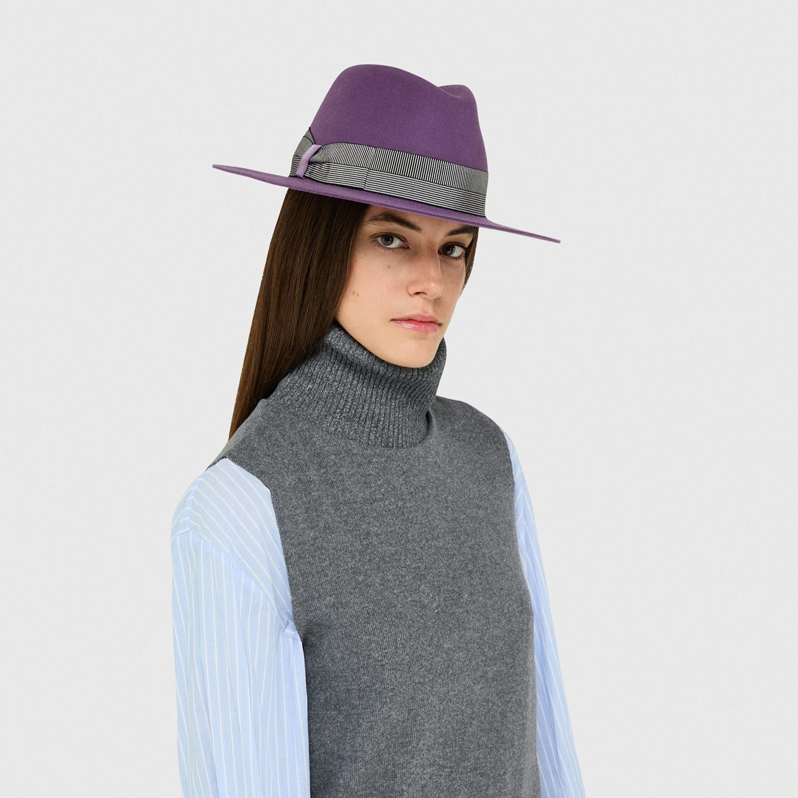 Borsalino Agata Alessandria Brushed Felt With Striped Hatband