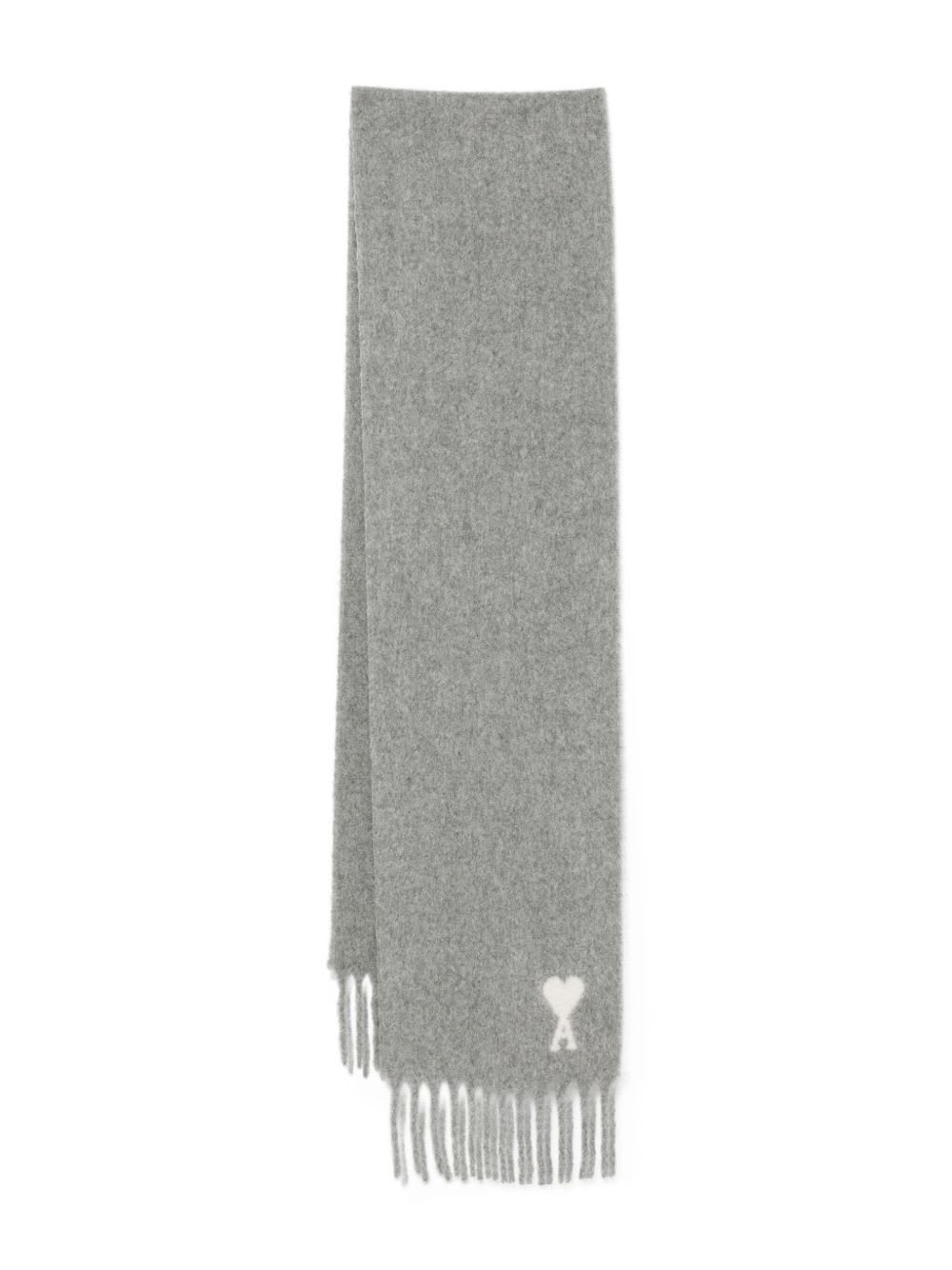 Ami Alexandre Mattiussi Ami De Coeur Wool Scarf In Gray