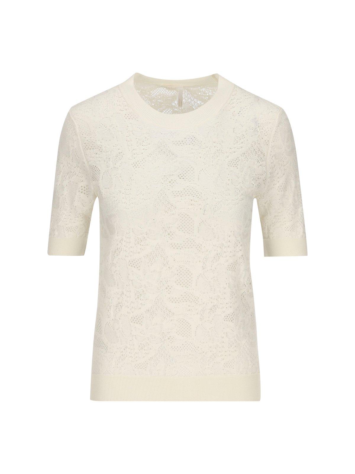 Shop Chloé Crewneck Knitted Top In Bianco