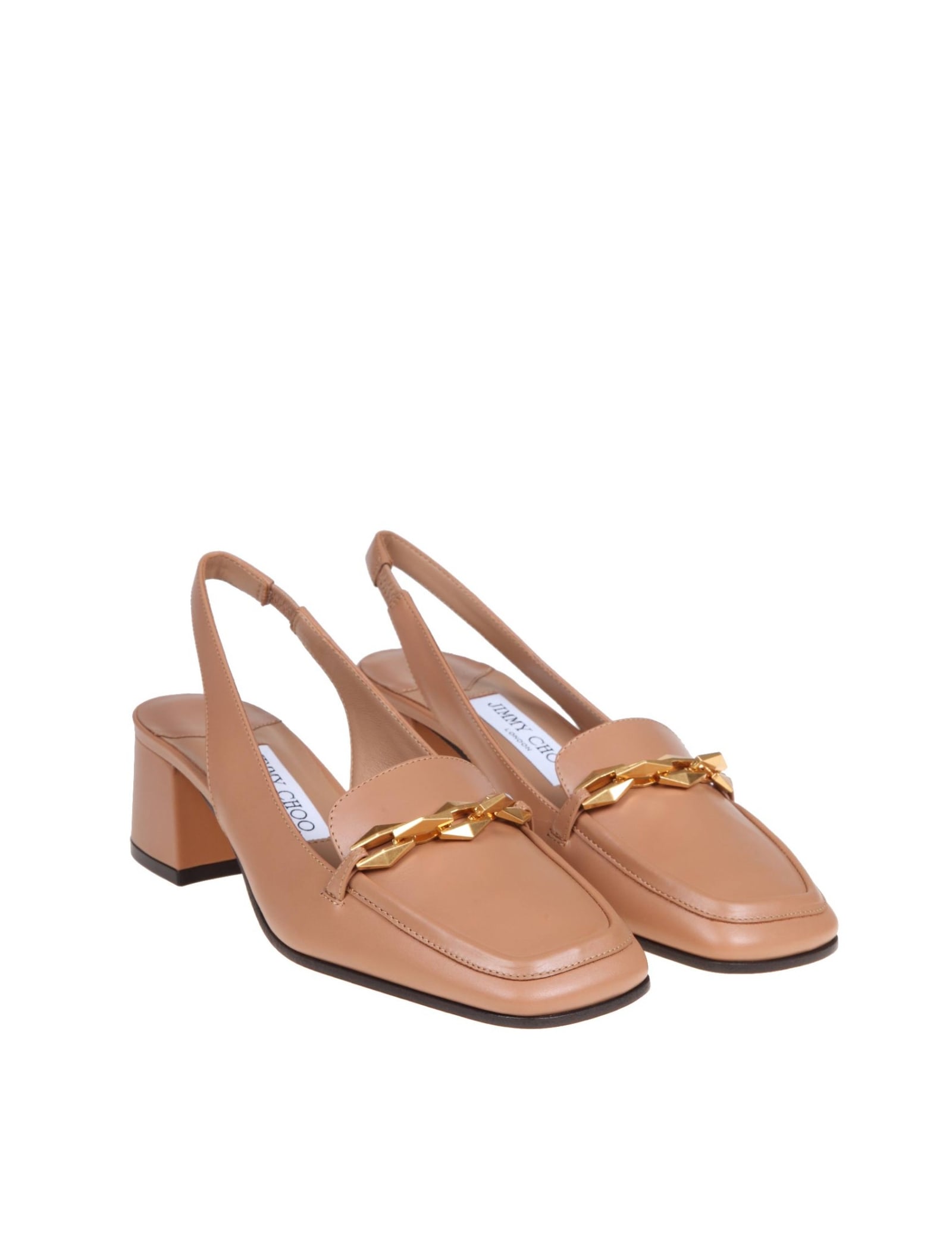 Shop Jimmy Choo Pumps Slingback In Biscuit Color Leather