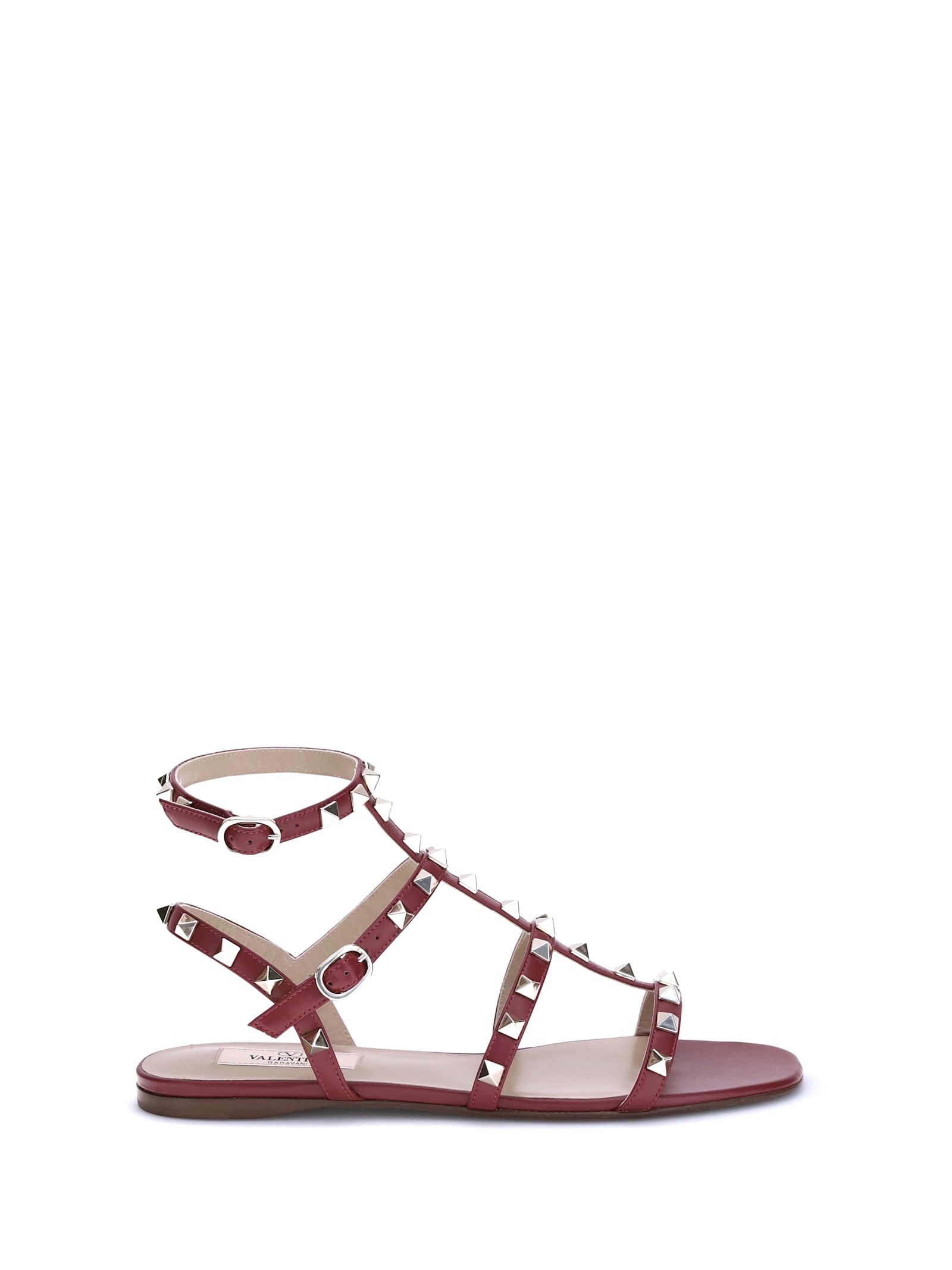 Valentino Rockstud Sandals In Red