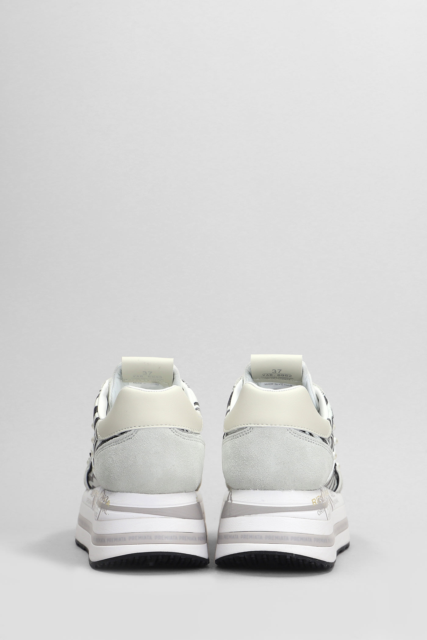 Shop Premiata Beth Sneakers In White Suede And Fabric