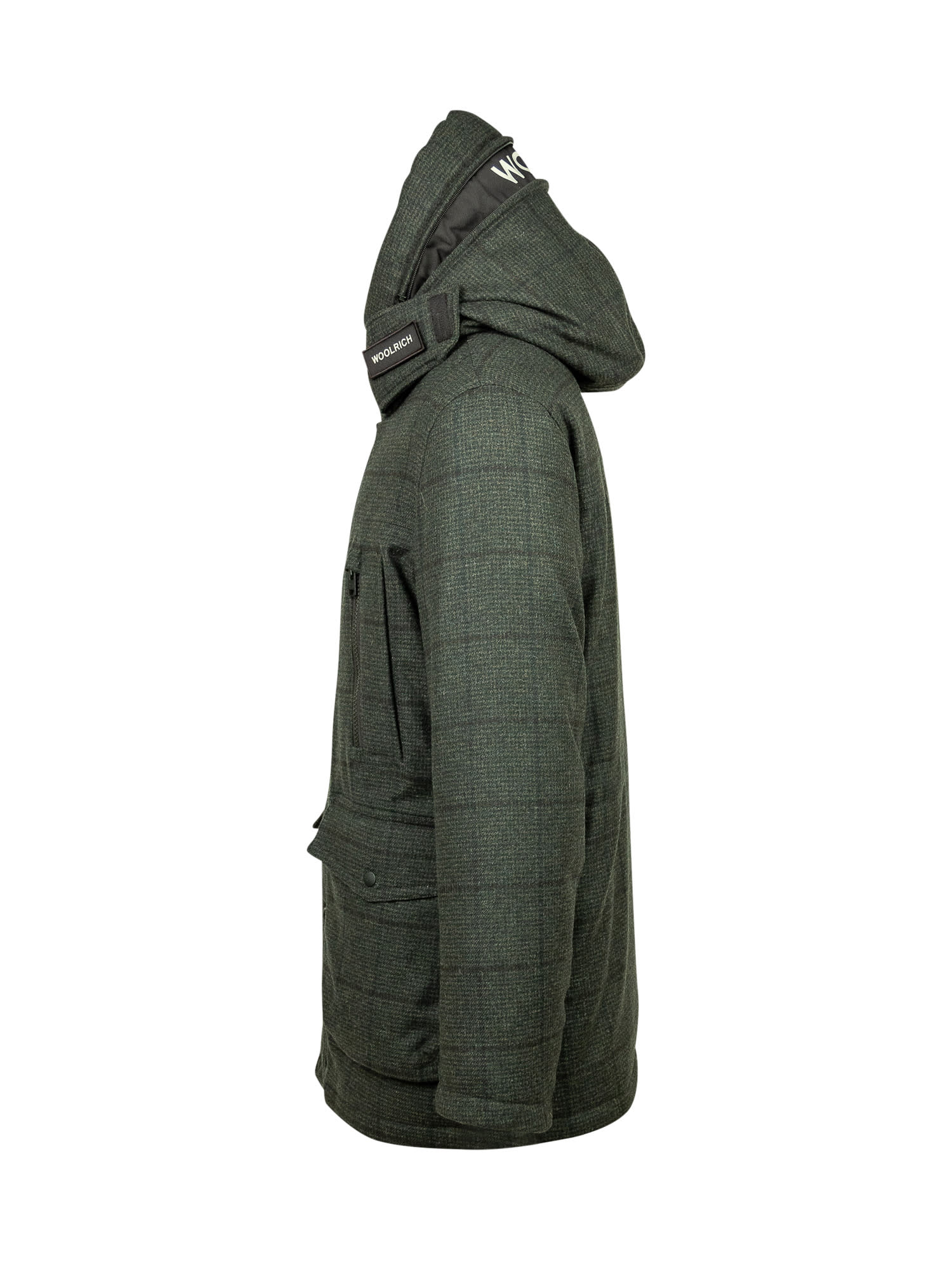 Shop Woolrich Wool Arctic Parka In Green Windowpane