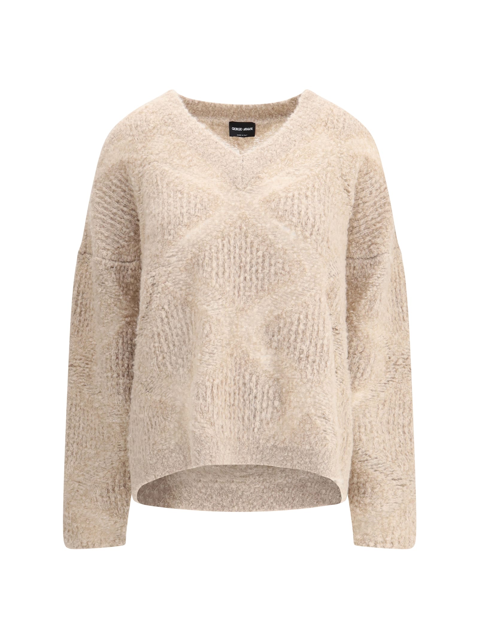 Giorgio Armani Women V-neck Cashmere And Alpaca Blend Sweater In Brown