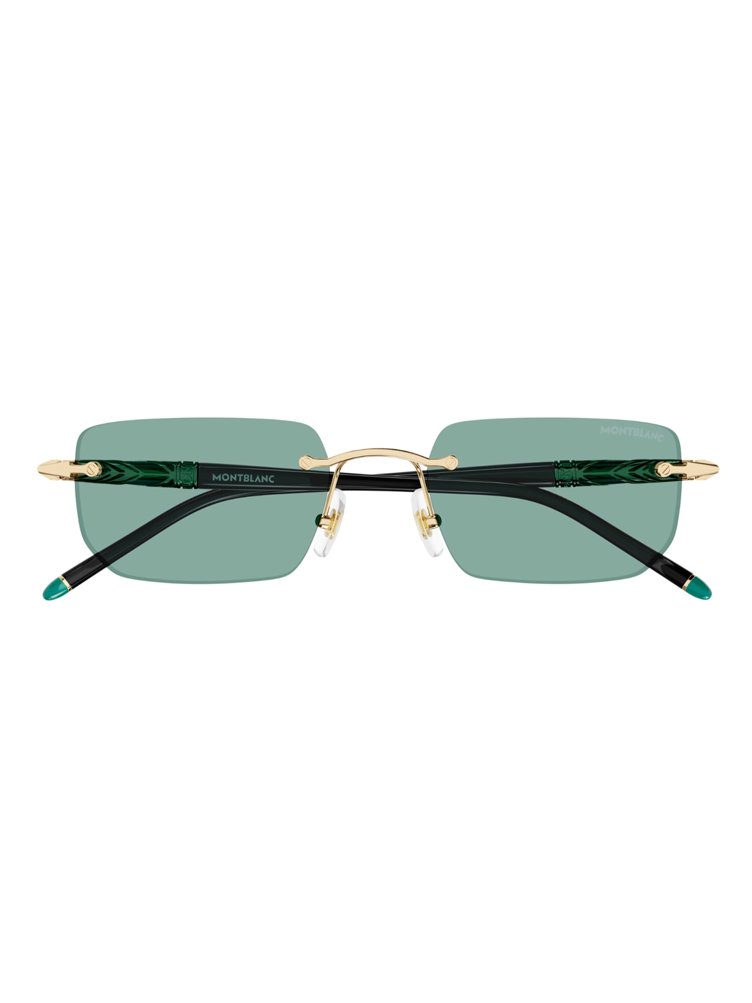 Shop Montblanc Mb0348s Sunglasses In Gold Black Green