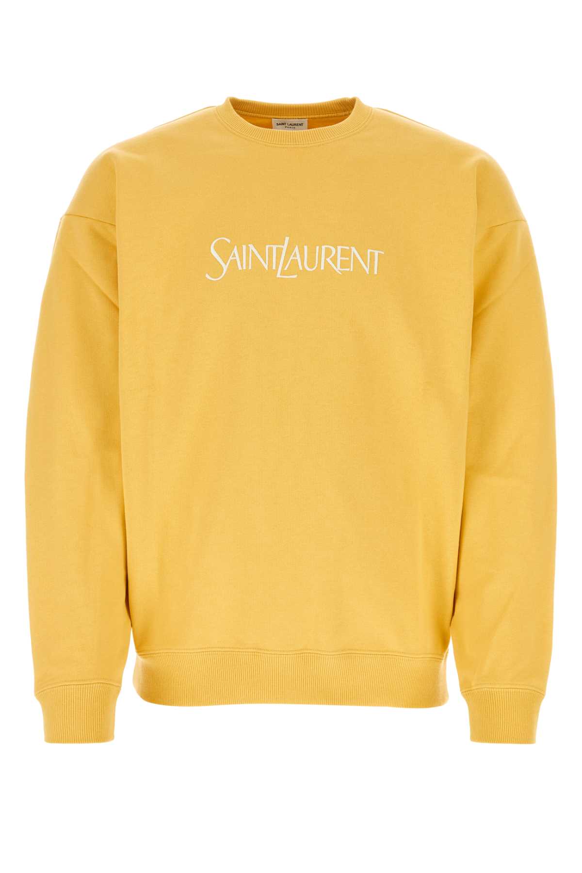 Shop Saint Laurent Yellow Cotton Sweatshirt In Jaunenaturel