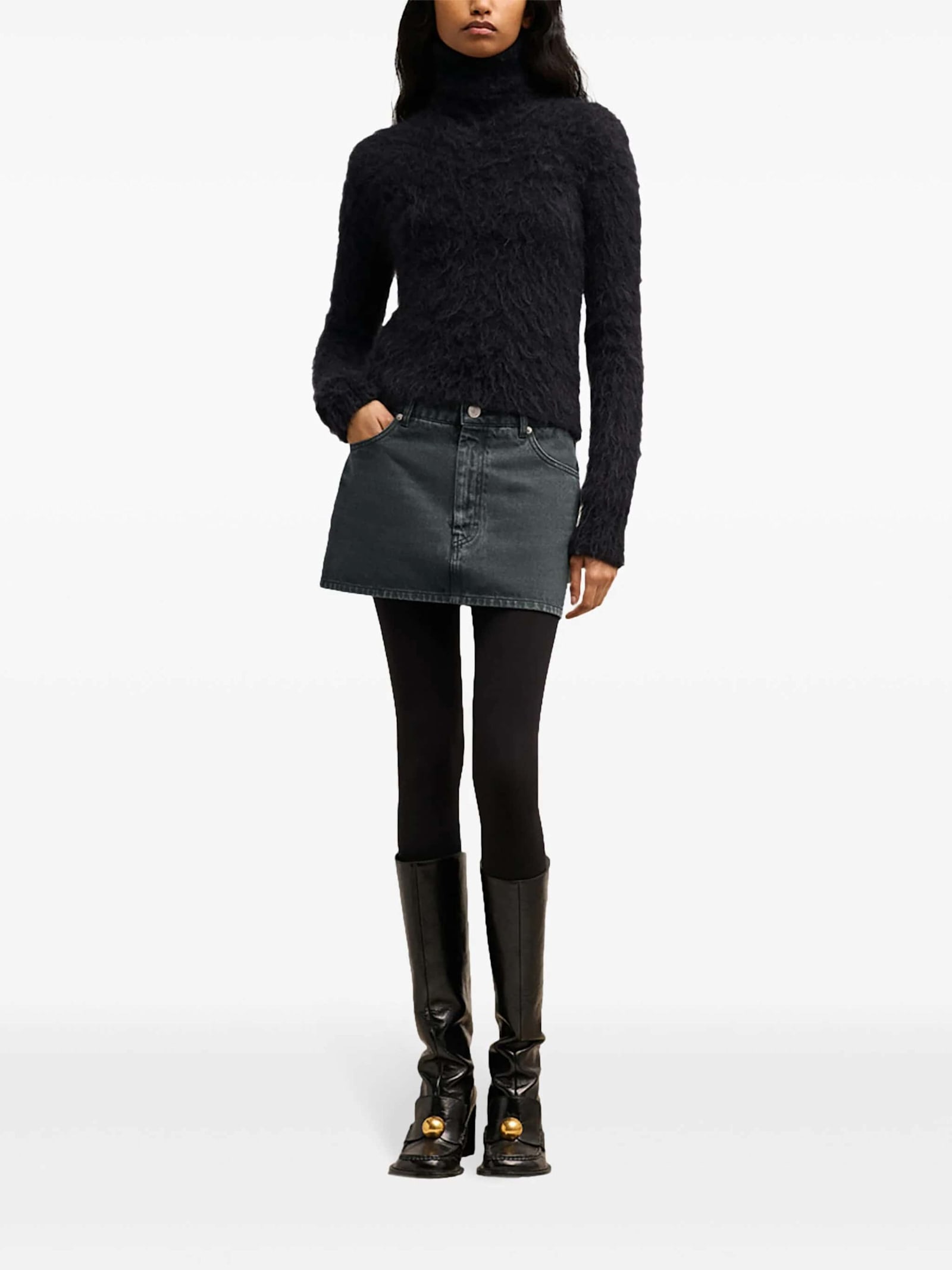 Shop Ami Alexandre Mattiussi Minigonna Jeans In Black