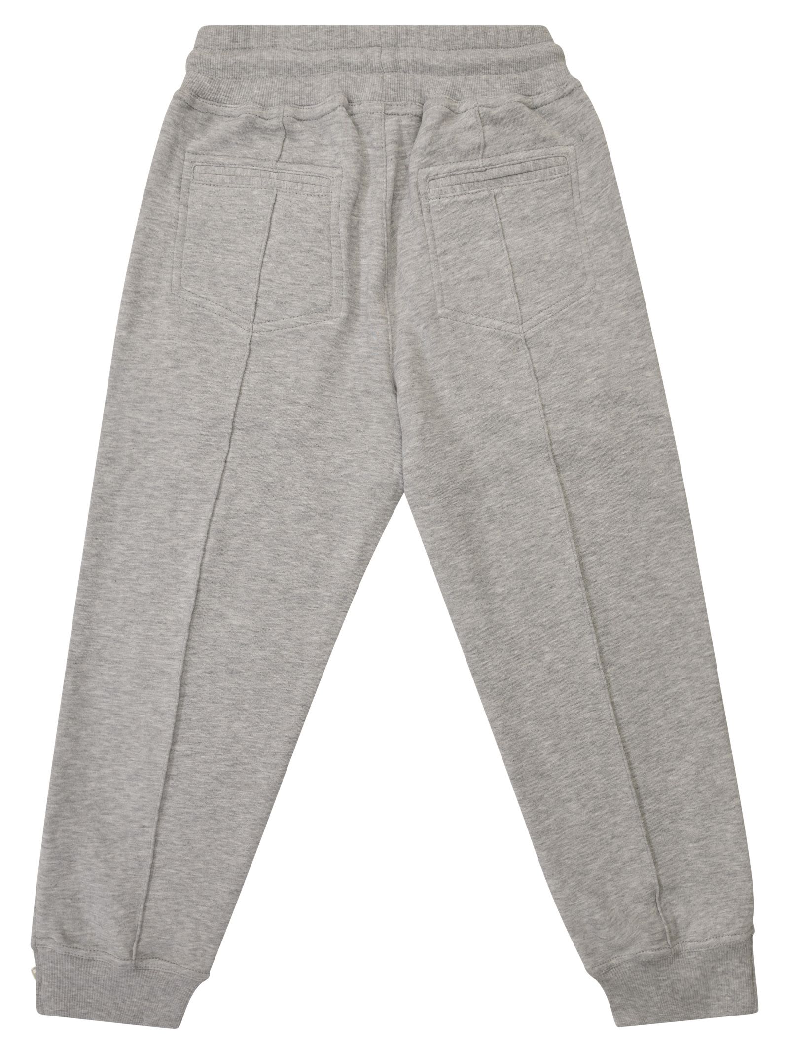 Shop Brunello Cucinelli Techno Cotton Fleece Trousers With Crête And Elasticated Bottom With Zip In Grey