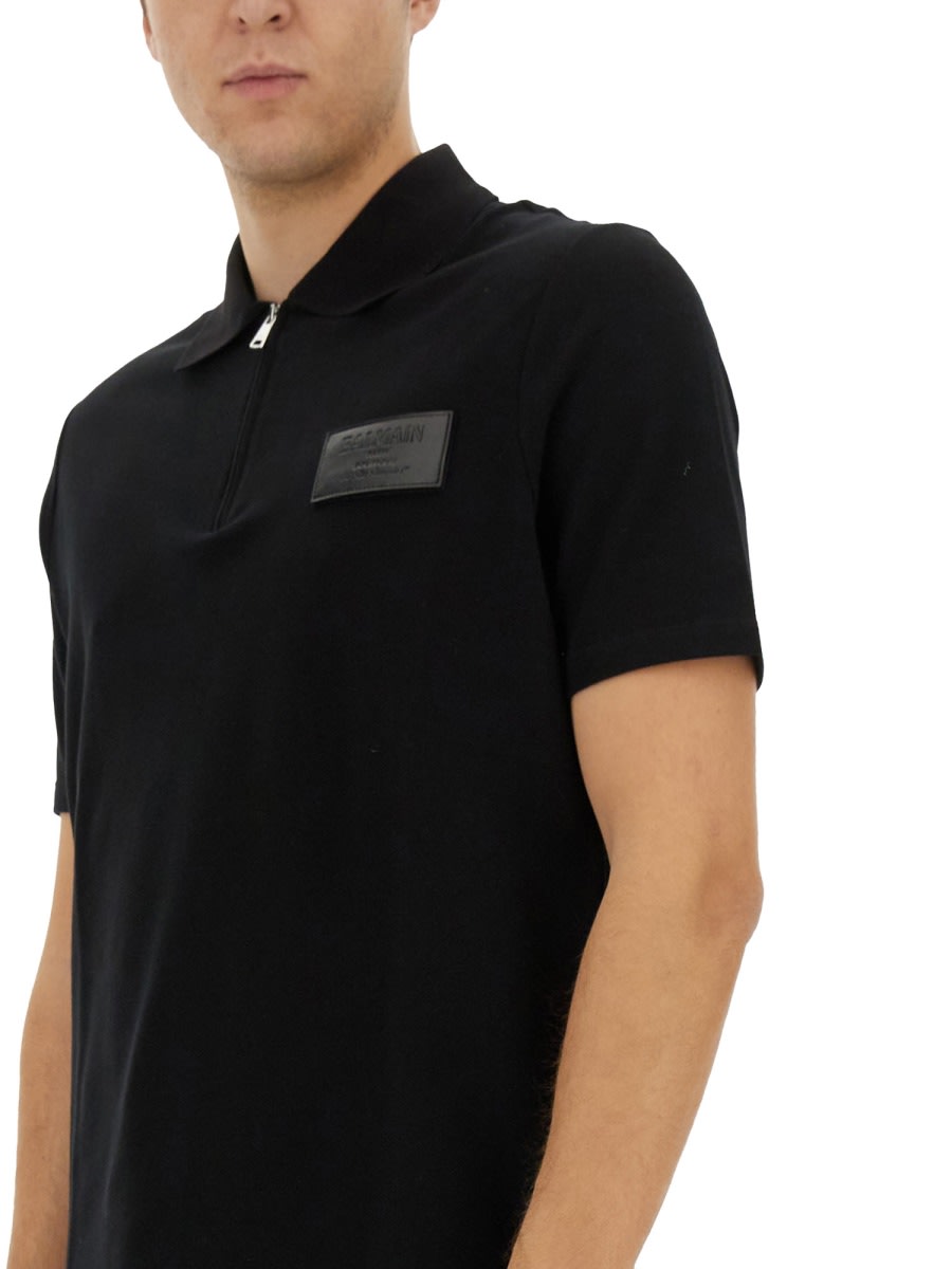 Balmain Polo With Logo In Black