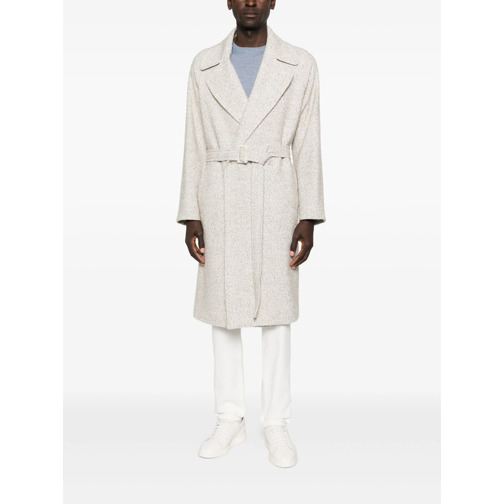 Hevo Belted Coat In Gray