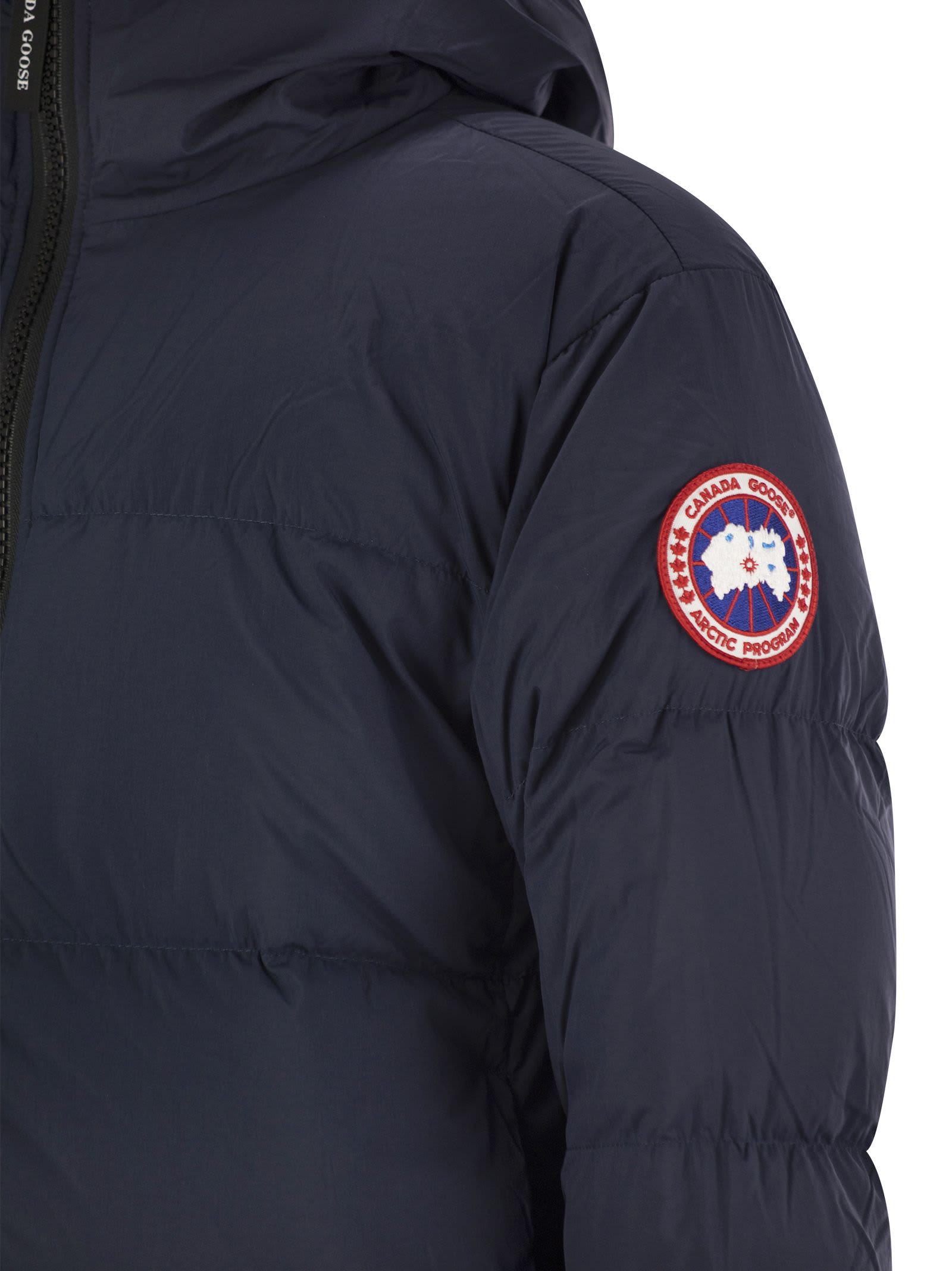 Shop Canada Goose Lawrence - Down Jacket With Black Logo In Navy