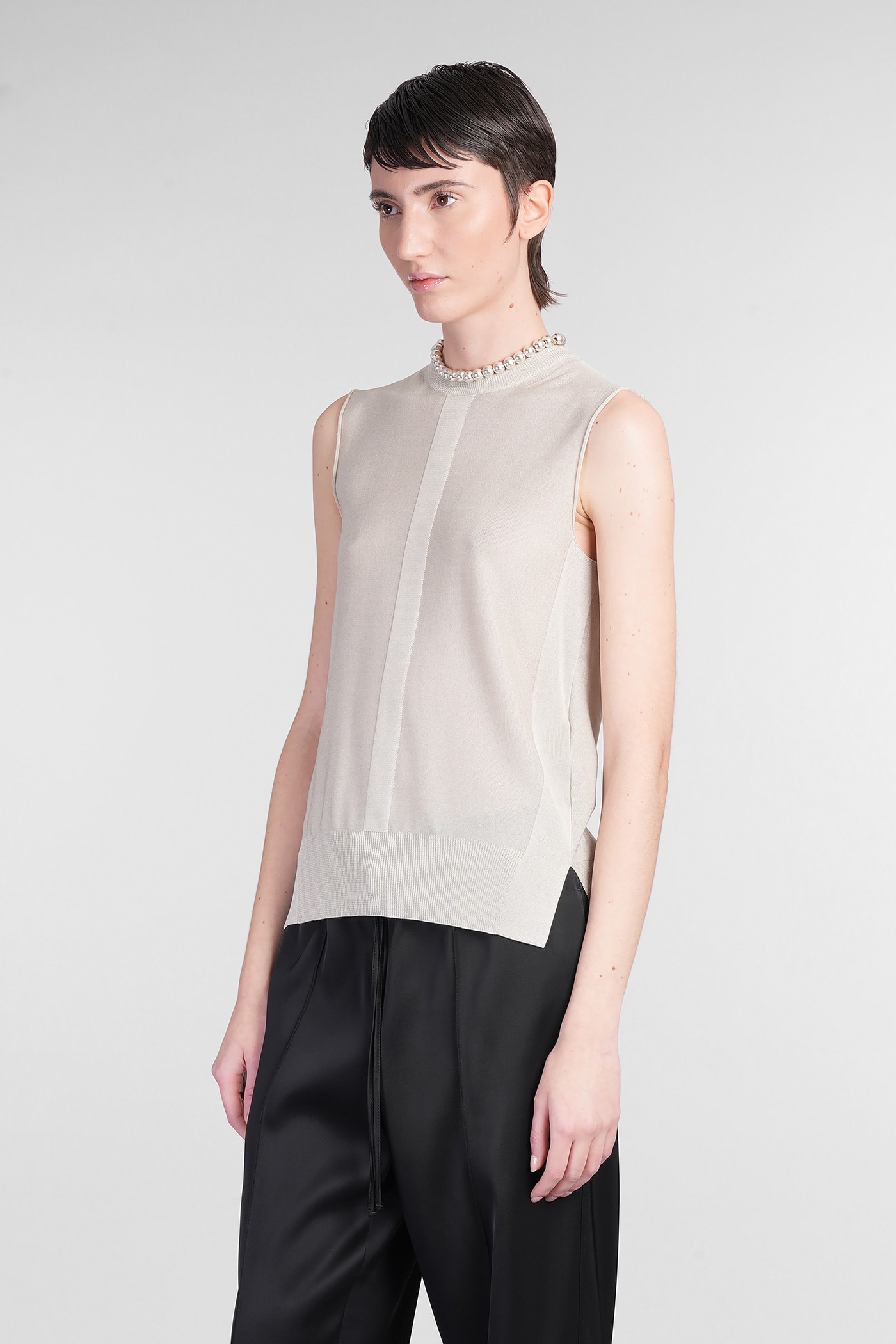 Jil Sander Cn Slvs Gilet Topwear In Grey Viscose In Grey