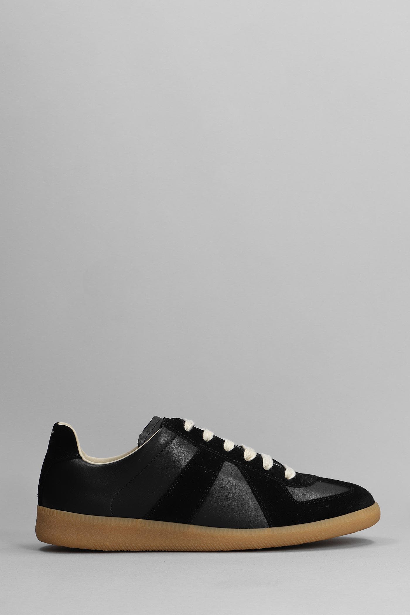 Shop Maison Margiela Sneakers In Black Suede And Leather