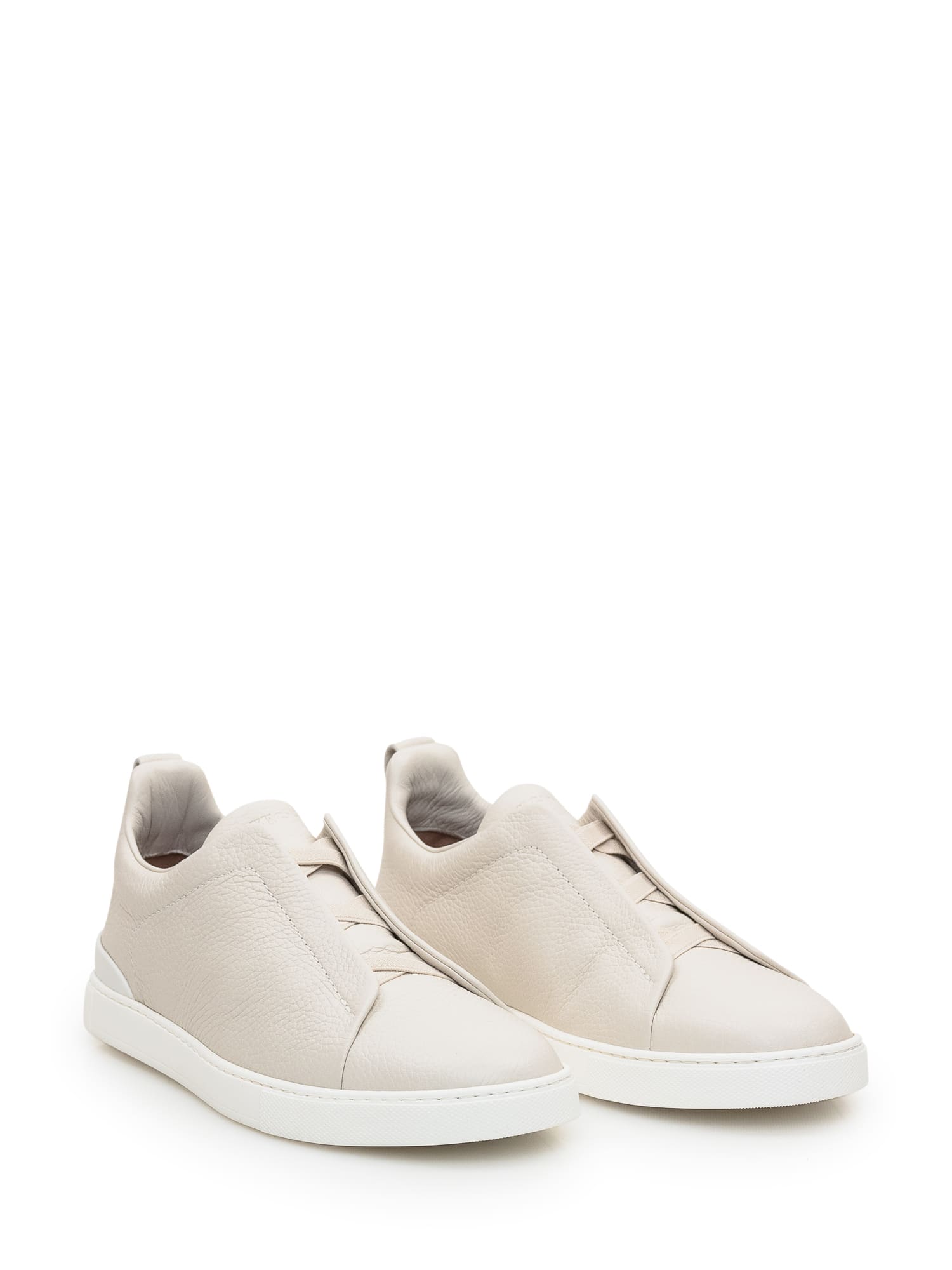 Shop Zegna Triple Stitch Sneakers In Panna