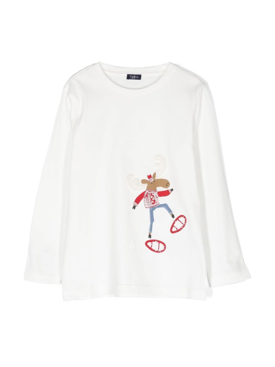 Il Gufo Embroidered Long-sleeved T-shirt In White