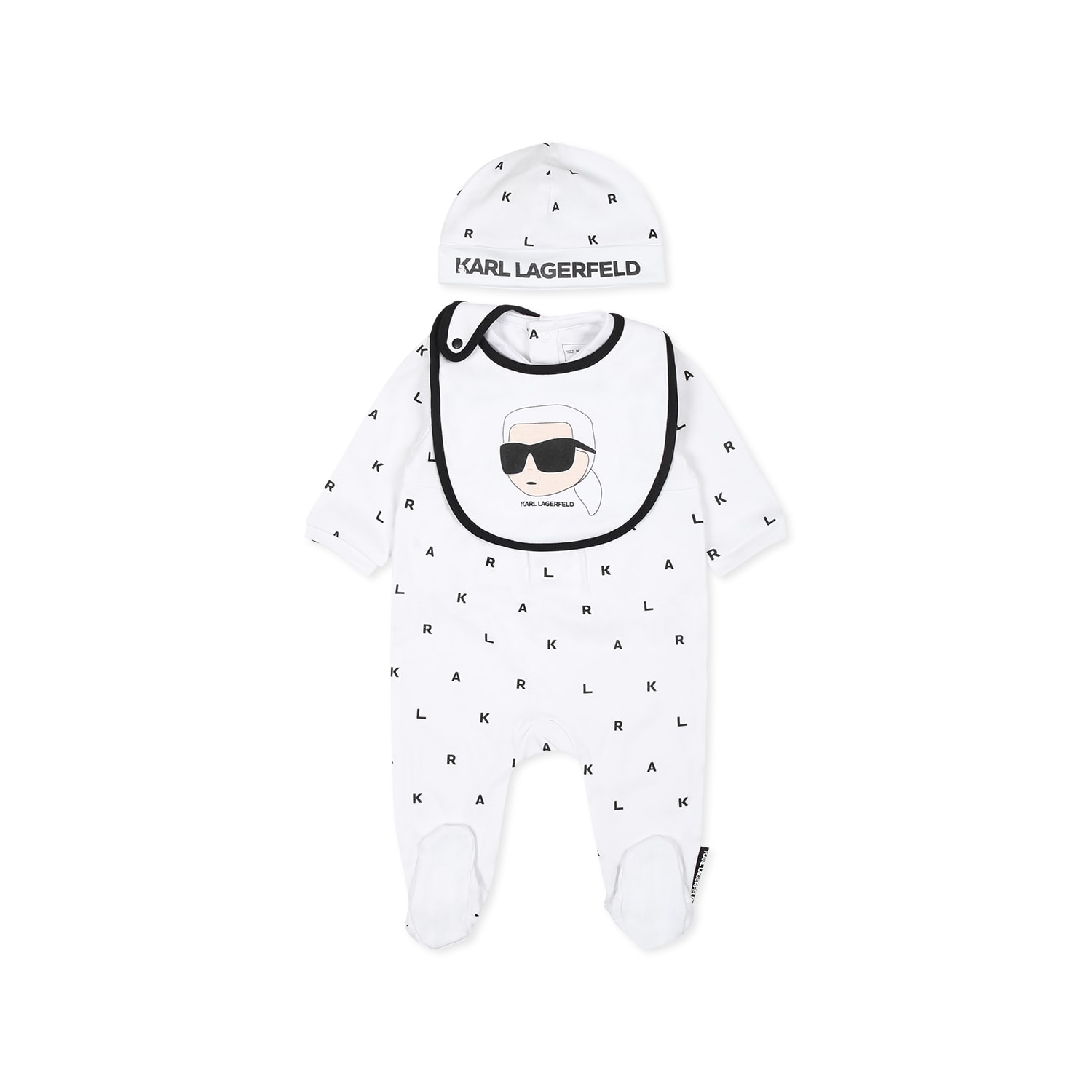 Karl Lagerfeld White Babygrow Suit For Babykids With Logo In White