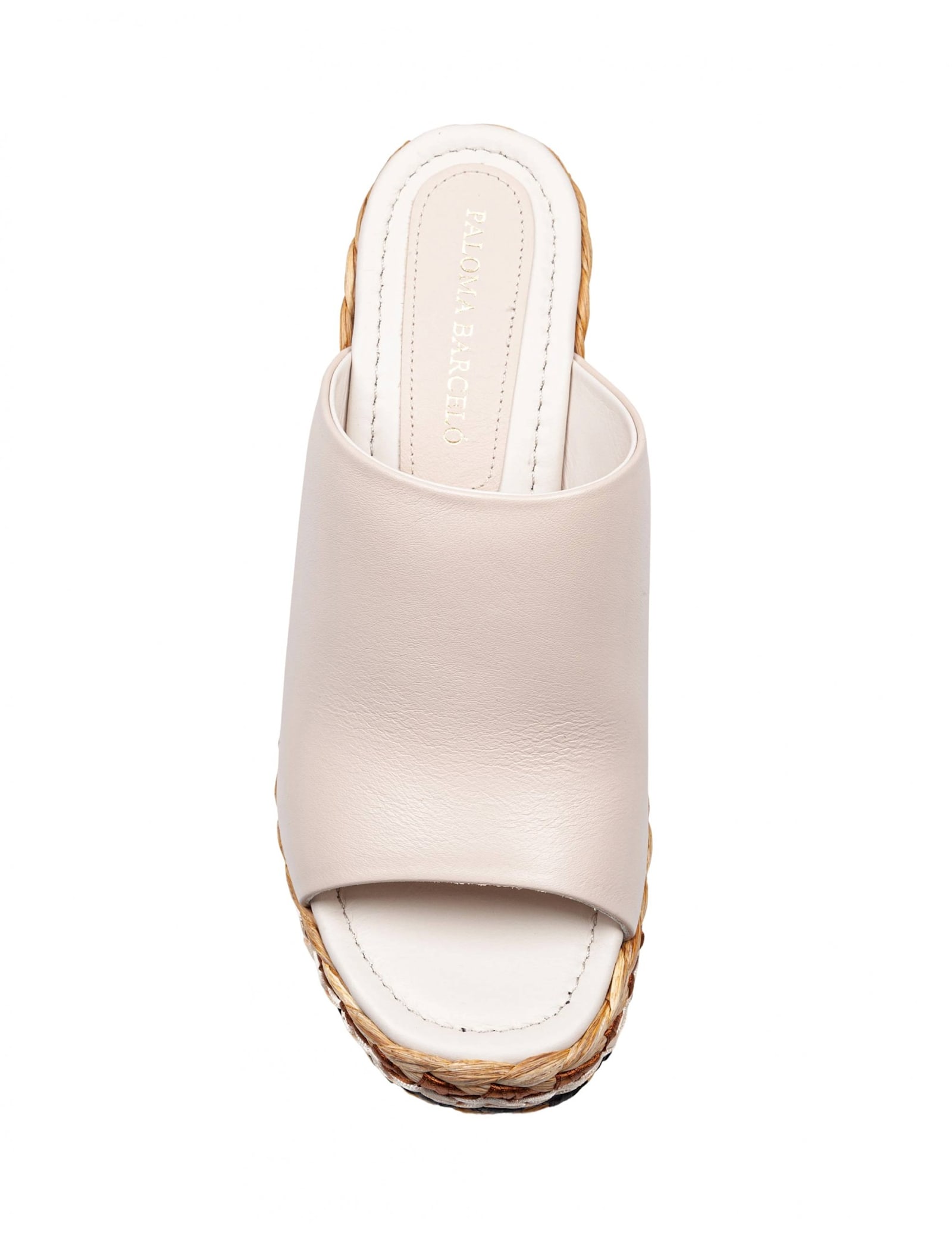 Paloma Barceló Paloma Oriane Sandal In Ivory Leather With Raffia Wedge In Ivory