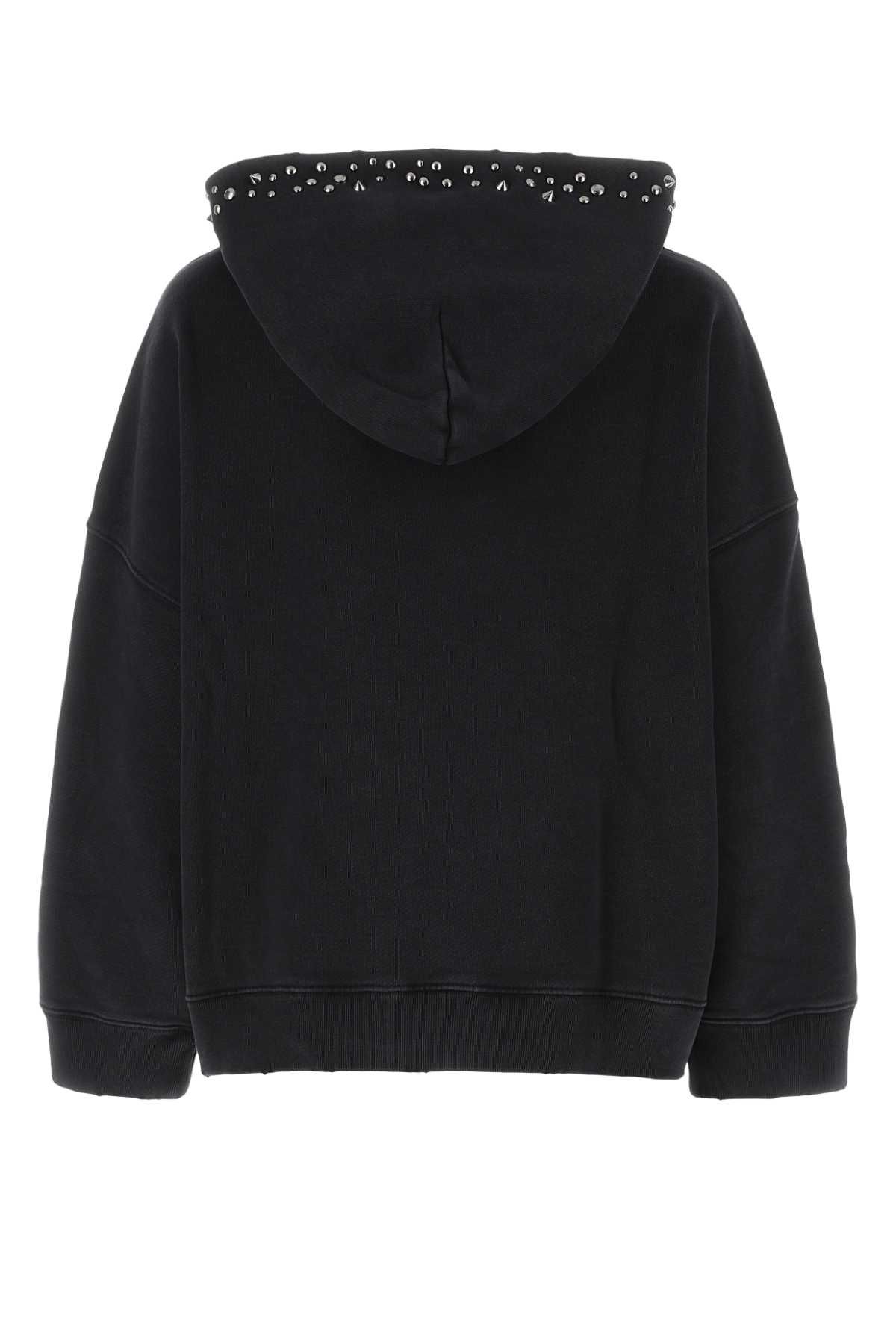 Versace Black Cotton Oversize Sweatshirt In Multi