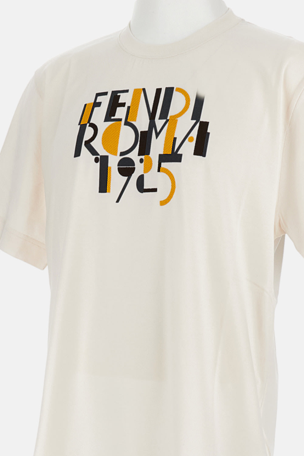 Fendi Roma 1925 Print Cotton T-shirt Clothing In Neutral