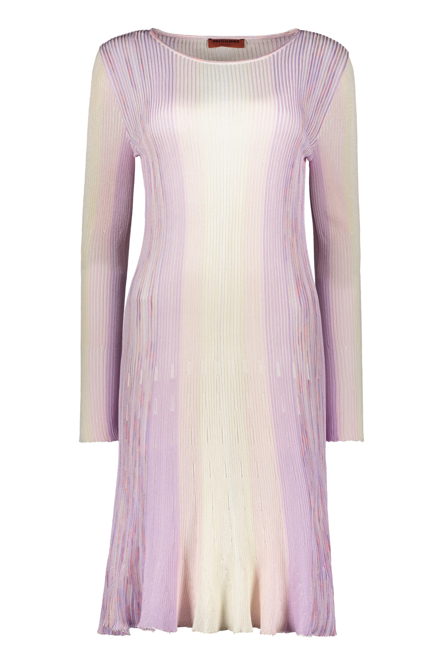 Missoni Ribbed Knit Midi Dress In Lilac