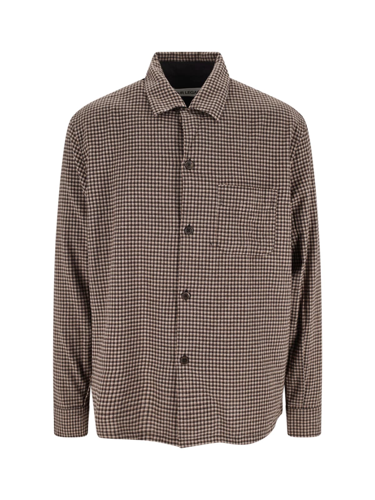 Our Legacy Checked Long Sleeve Shirt With Chest Pocket In Brown