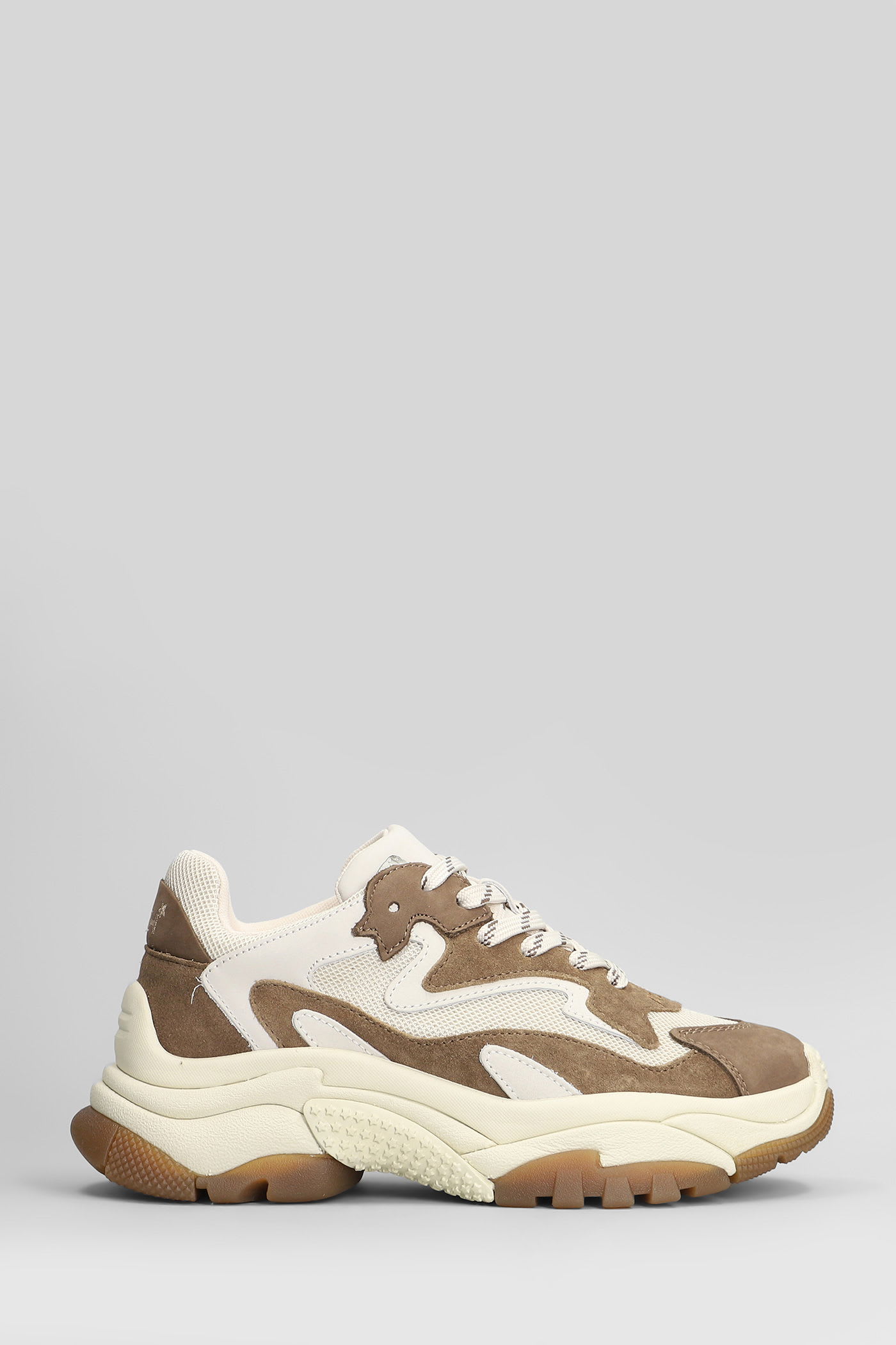 Addict Sneakers In Taupe Suede And Fabric