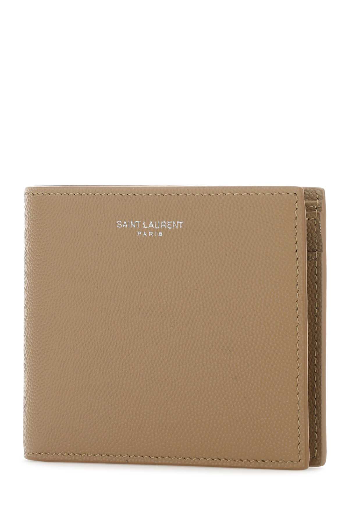 Shop Saint Laurent Beige Leather Wallet In Brown