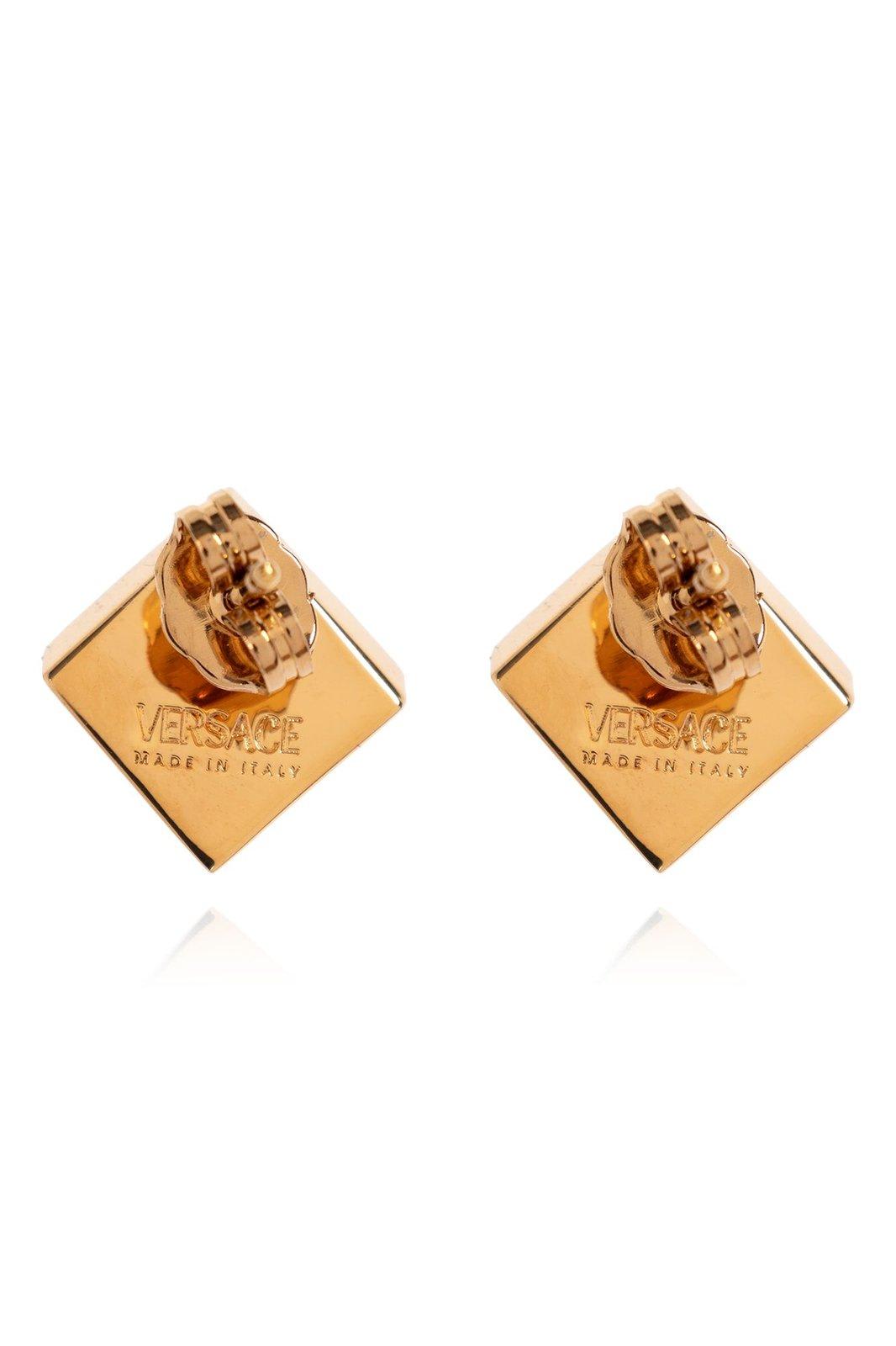 Shop Versace Medusa Head-plaque Butterfly Fastened Stud Earrings In Gold