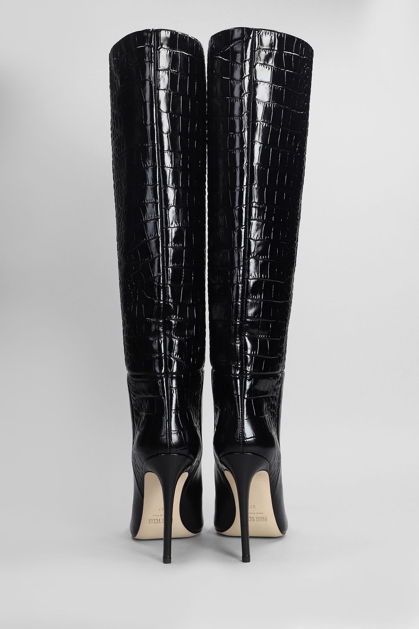 Paris Texas Stiletto Boot High Heels Boots In Black Leather In Black