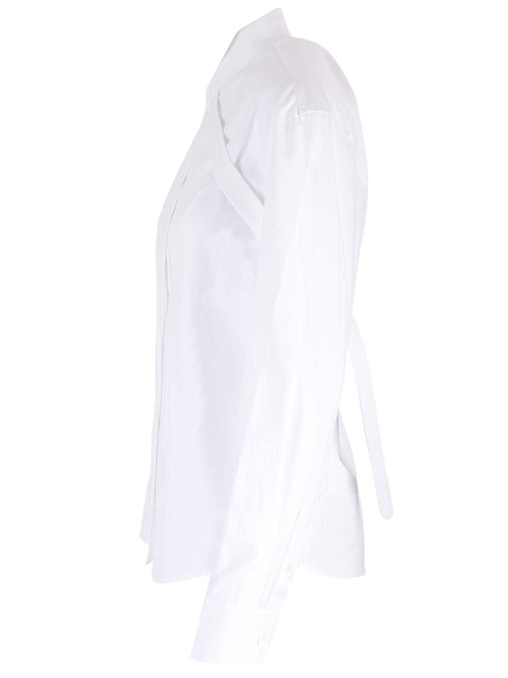 Shop Off-white Cross-collar Curved Hem Shirt In White