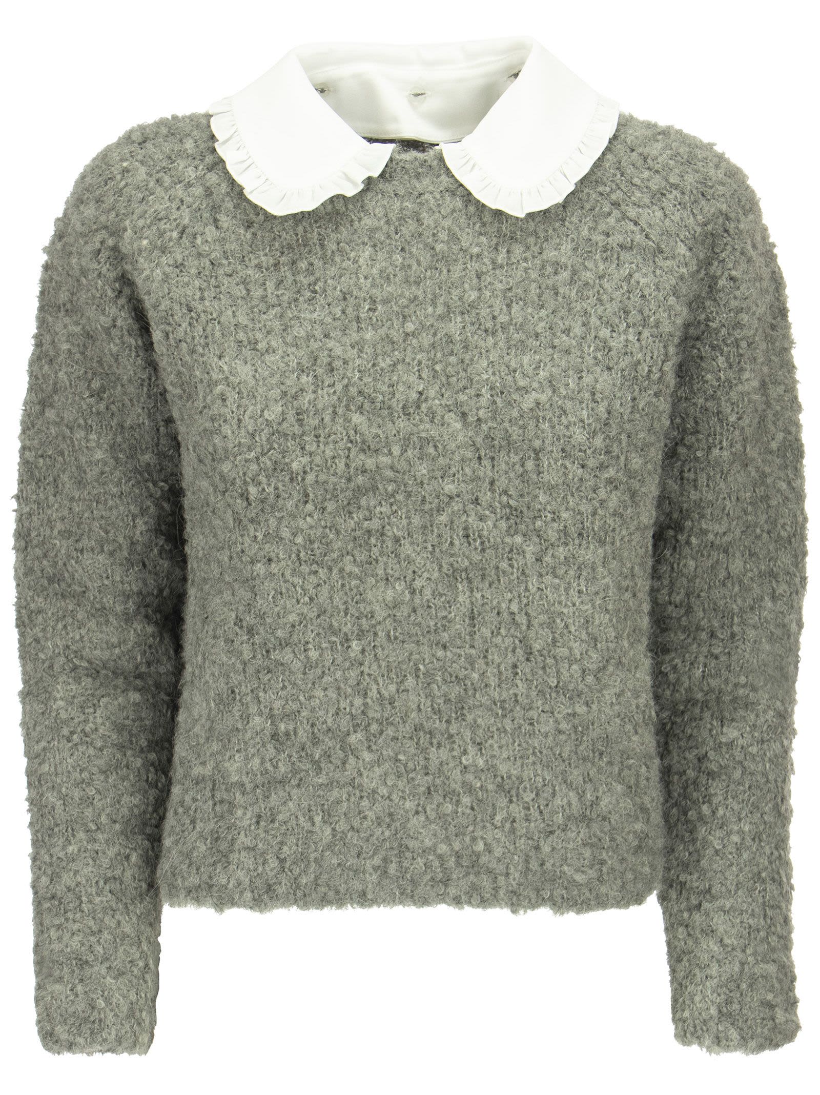 Elisabetta Franchi Bouclé Sweater With Collar