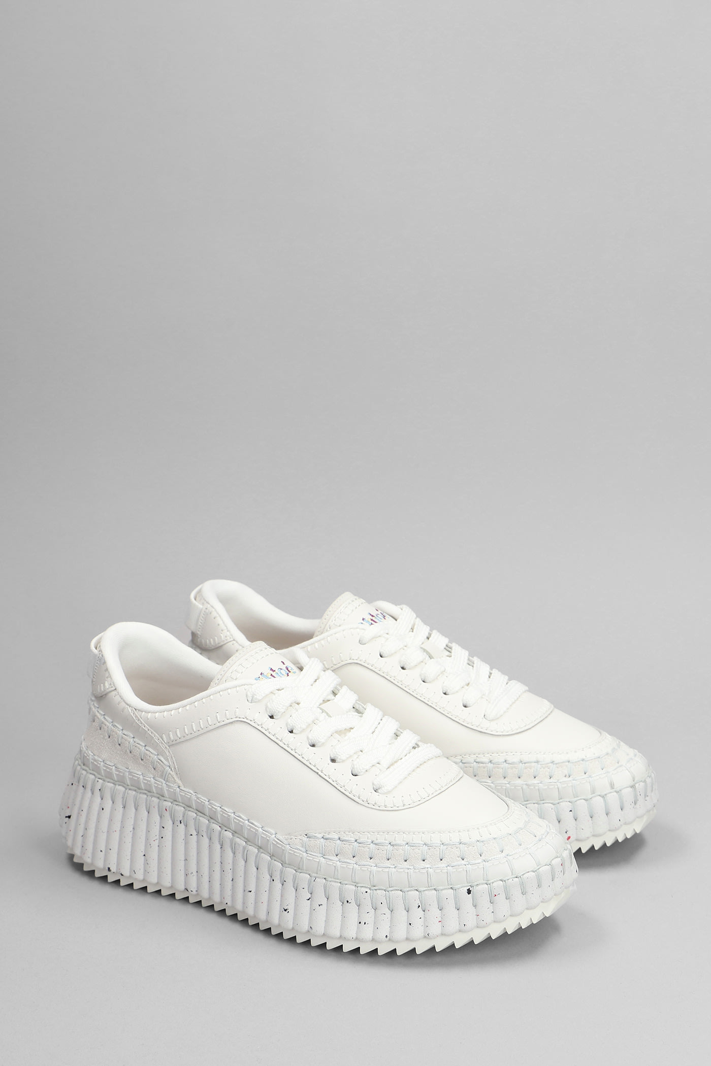 Chloé Nama Embroidered Suede And Recycled Mesh Sneakers In White