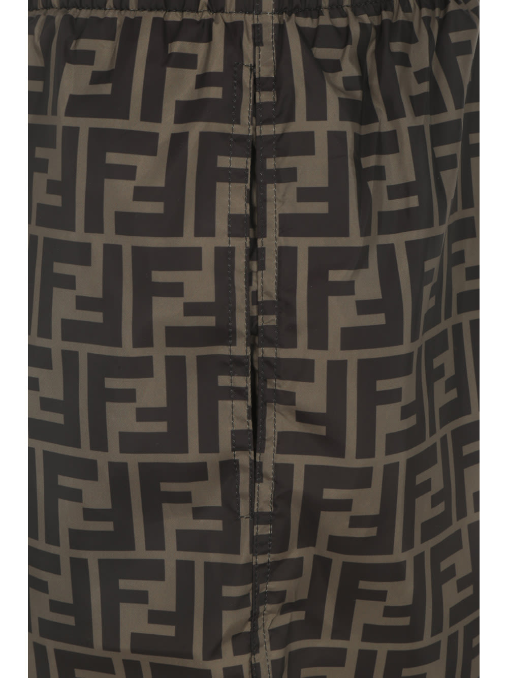 Fendi Tech Fabric With All-over Ff Pattern Swim Shorts In Brown