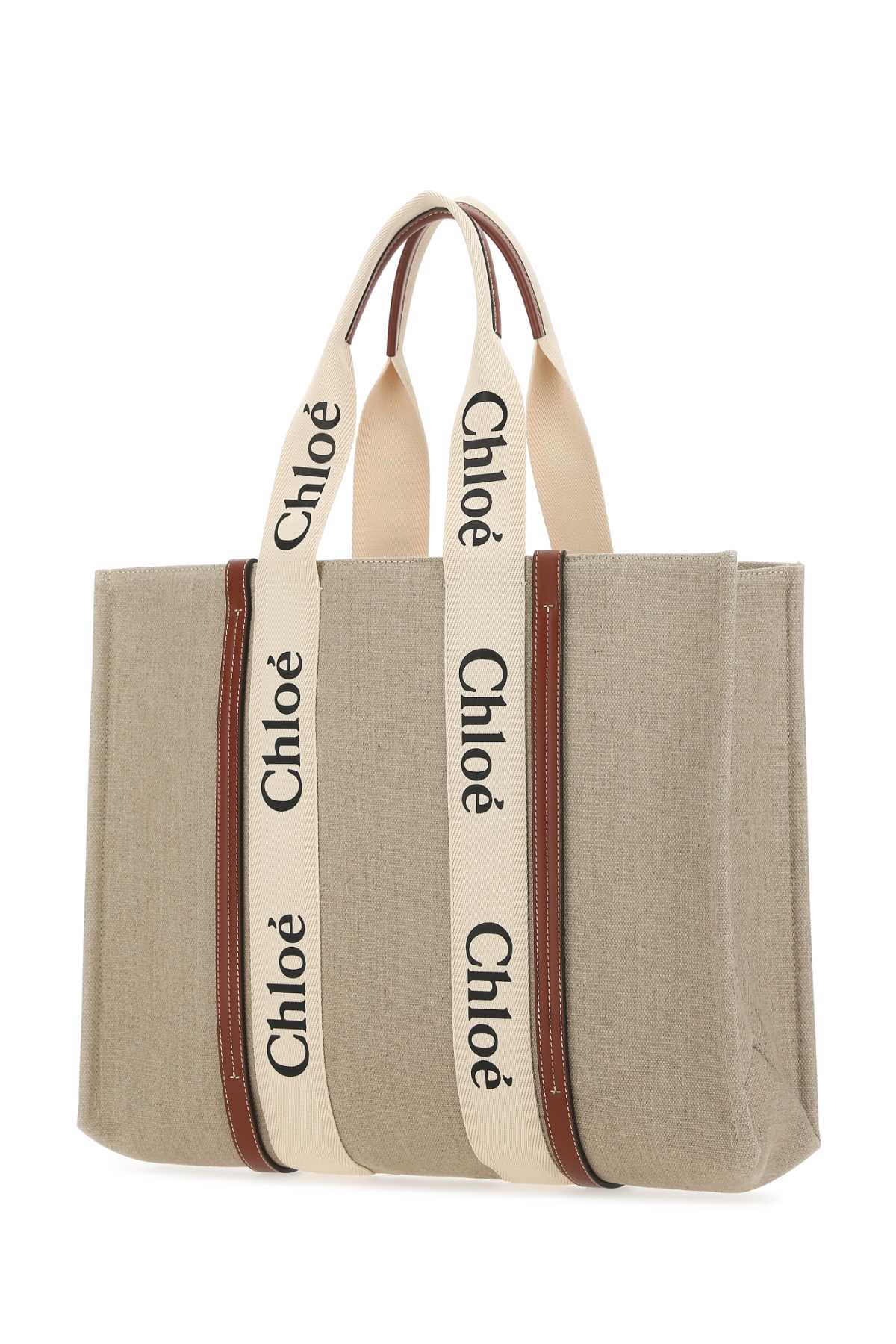 Shop Chloé Two-tone Canvas Large Woody Shopping Bag In 90u